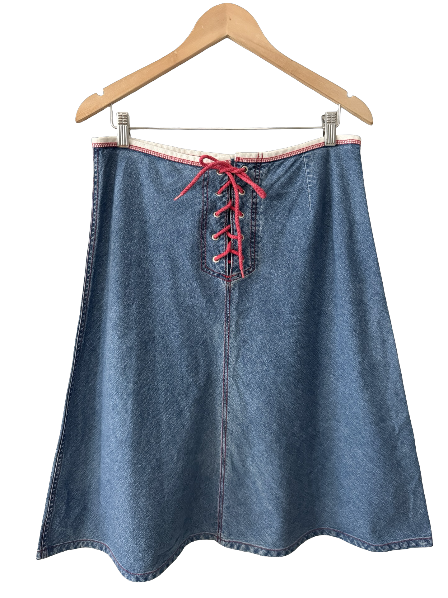 Vintage 90s Willie Smith Lace Up Denim Midi Skirt (M)