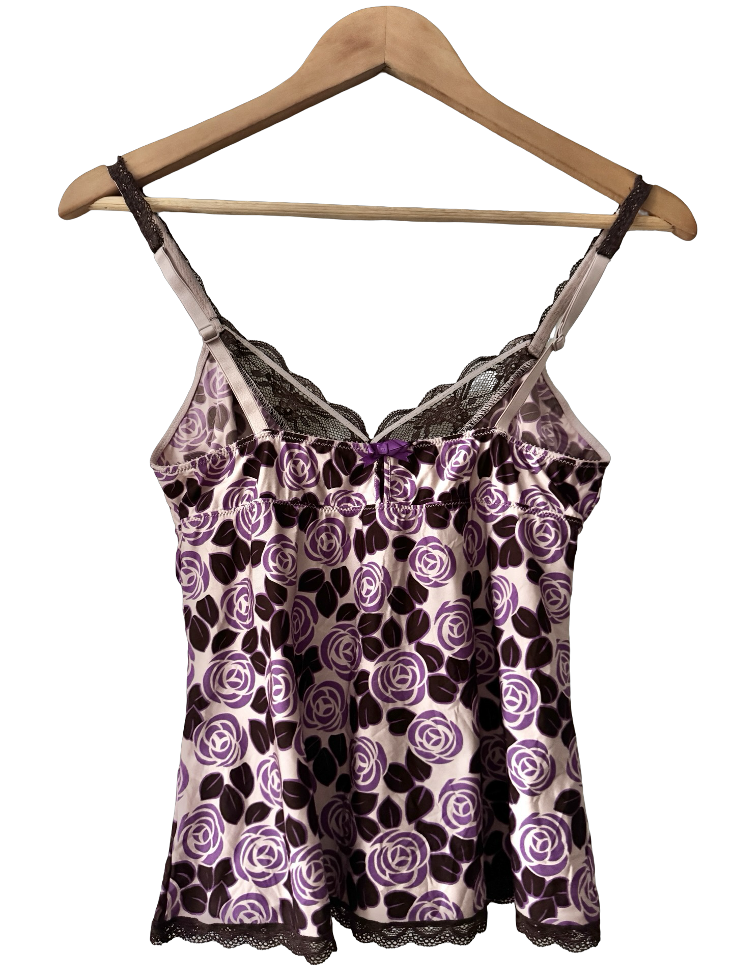 Vintage 90s French Plum Rose Lace Cami (S-M)