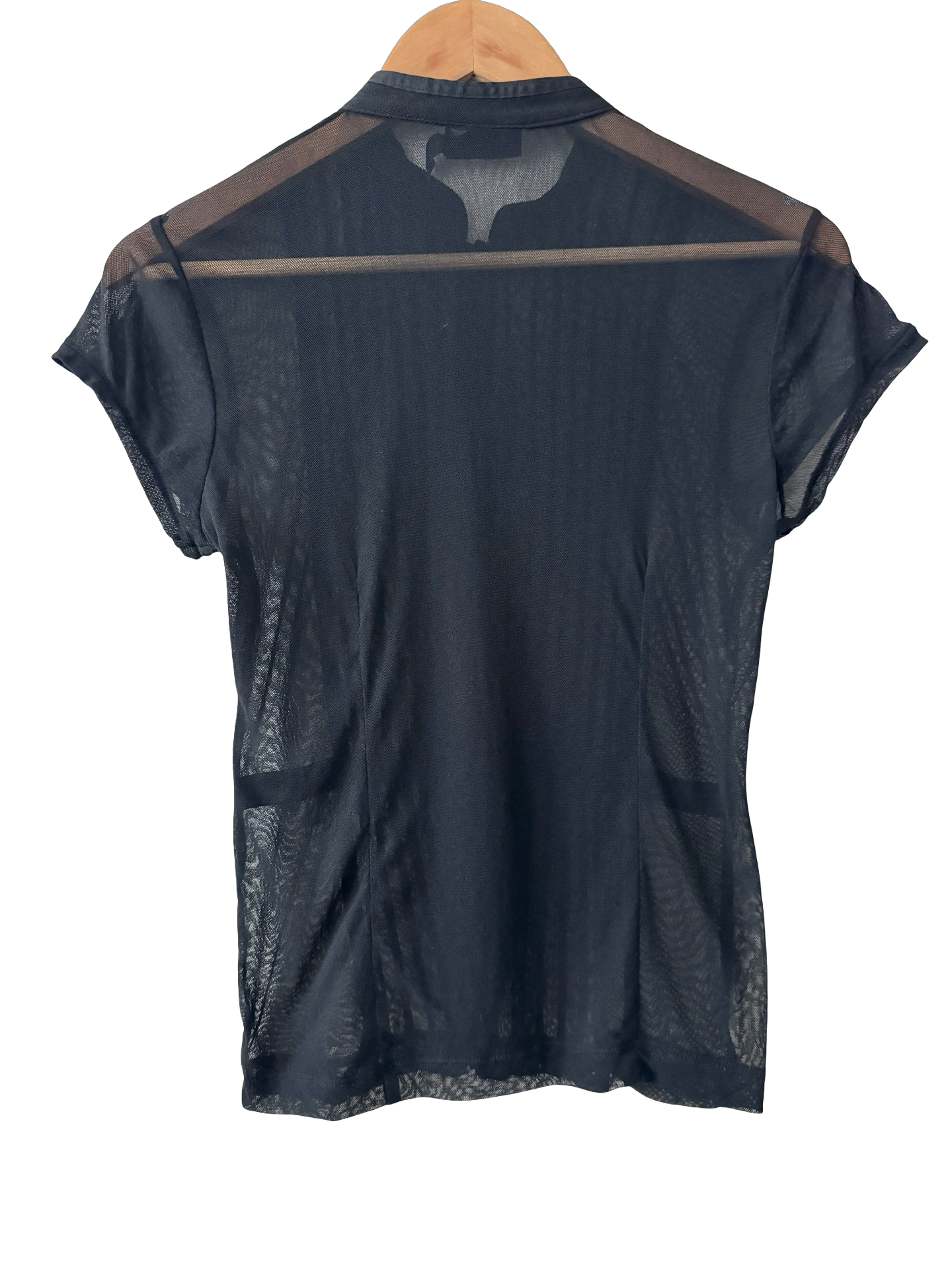 Vintage Sheer Noir Pintuck Mesh Blouse (S/M)