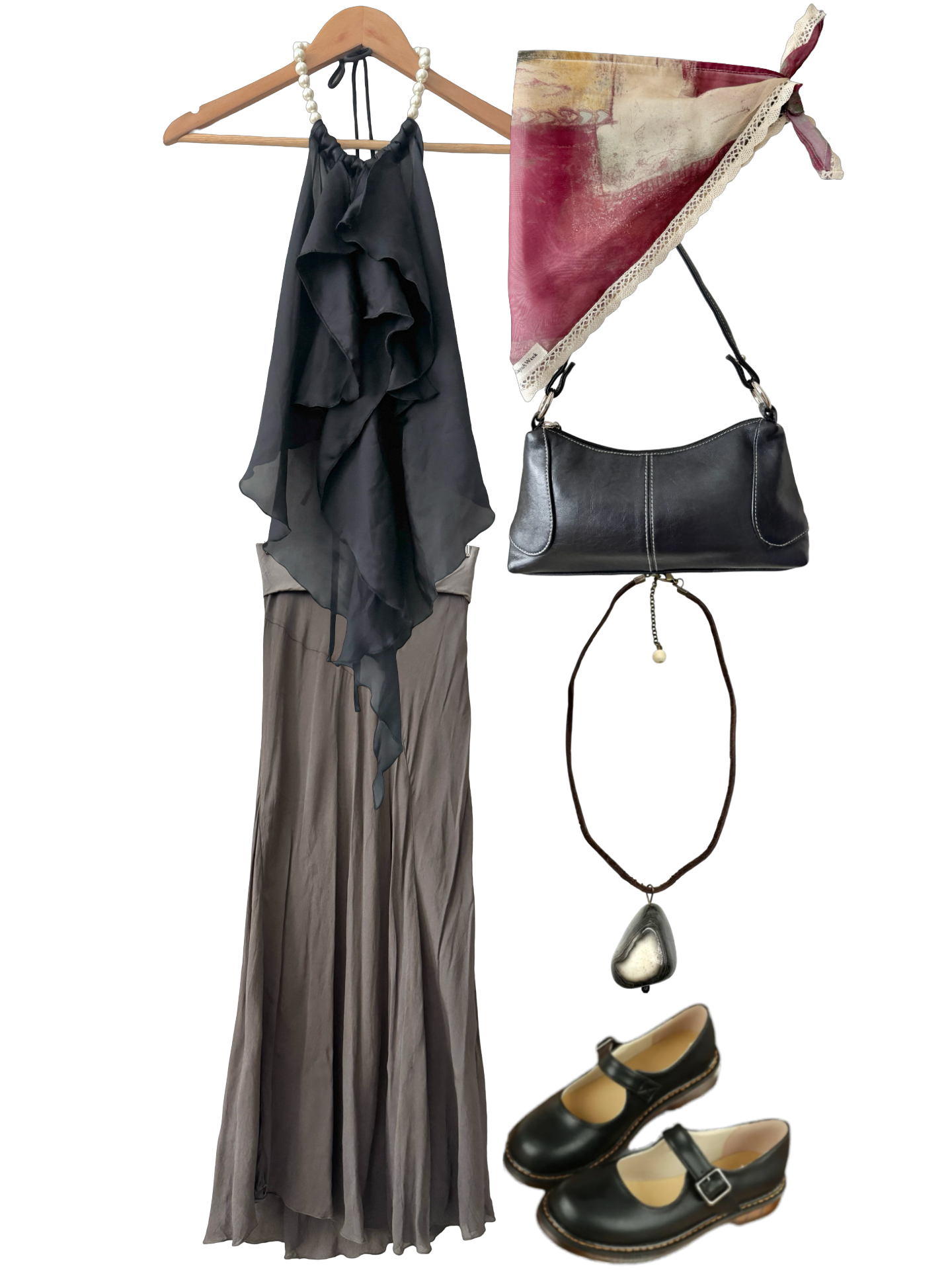 Vintage Y2K Foldover Maxi Skirt (XS)