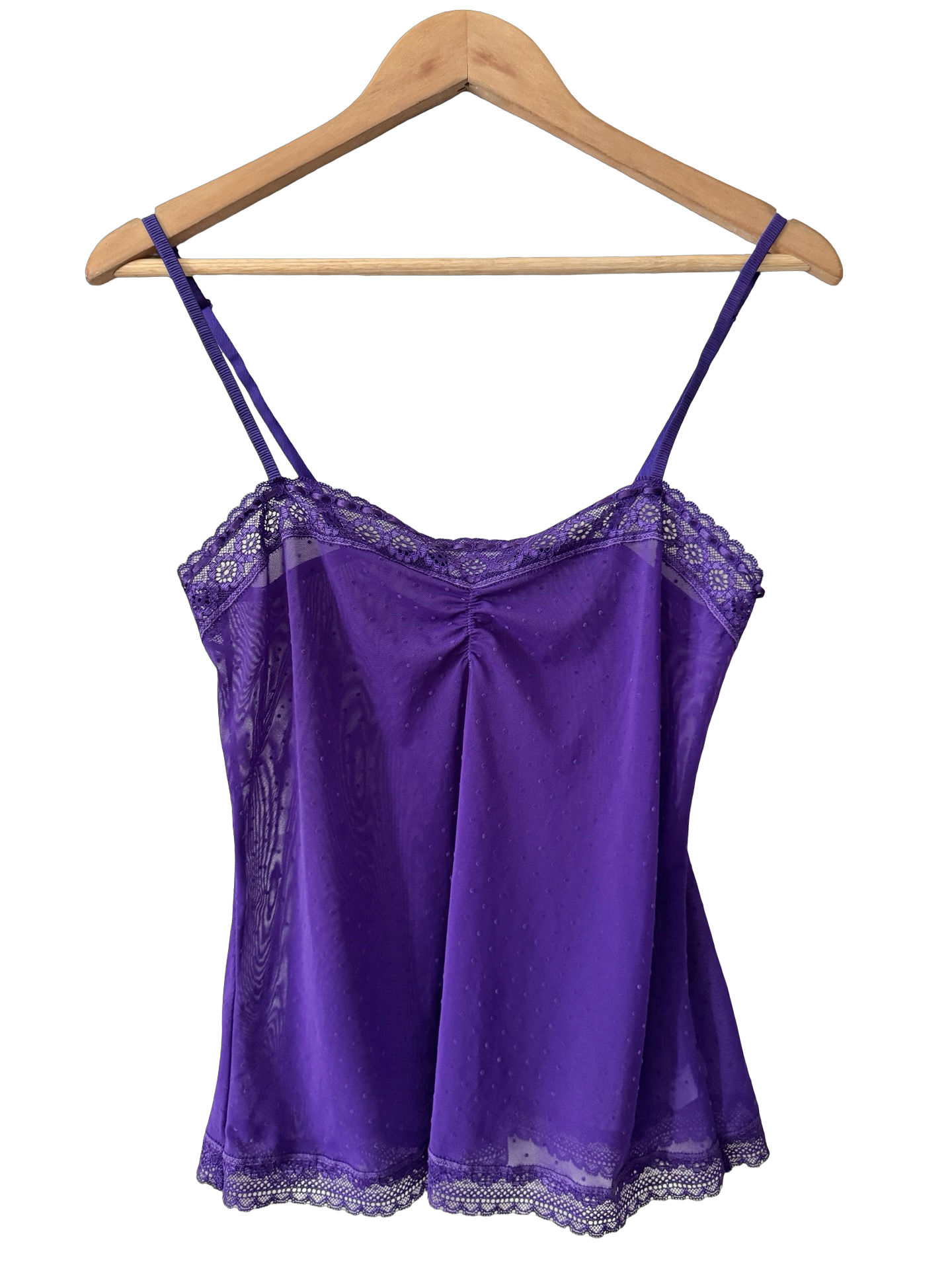 Vintage Y2K French Violet Lace Sheer Cami (S)