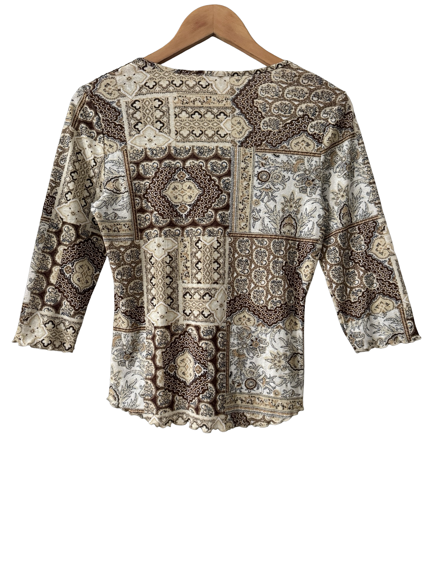 Vintage 90s Café au Lait Paisley Top (M/L)