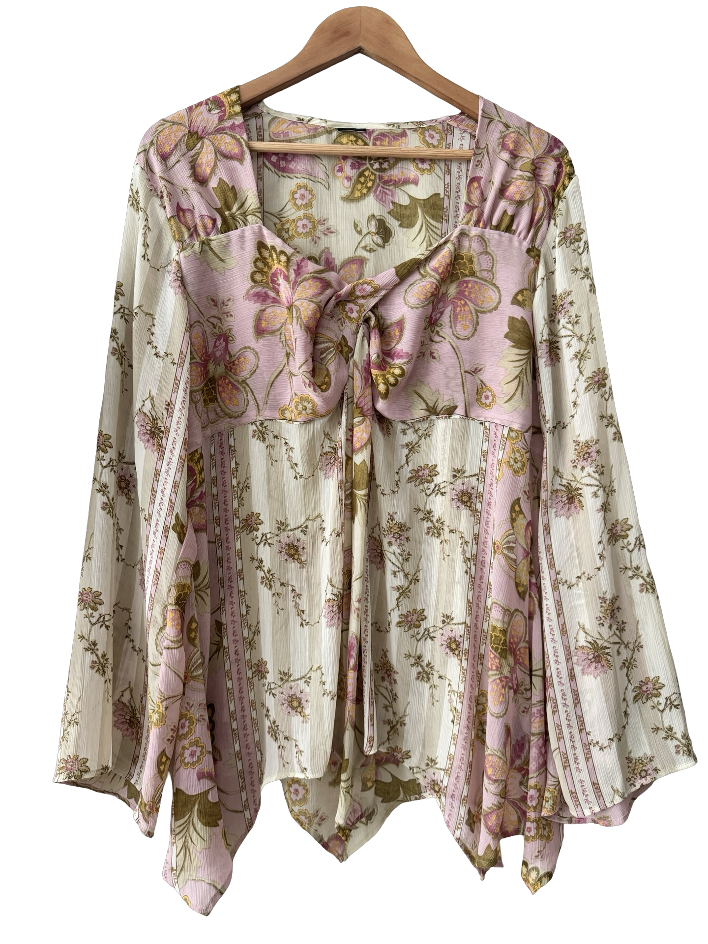 Vintage Y2K Blush Garden Floaty Babydoll Blouse (XL)