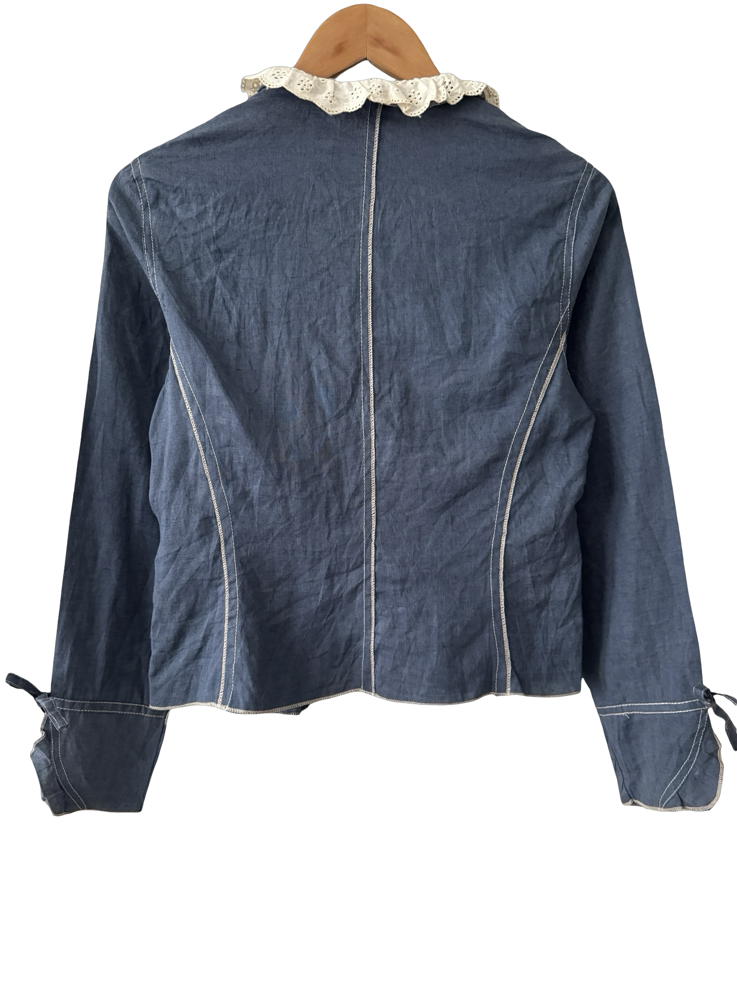 Vintage 90s Parisian Prairie Tie Front Blouse (S/M)