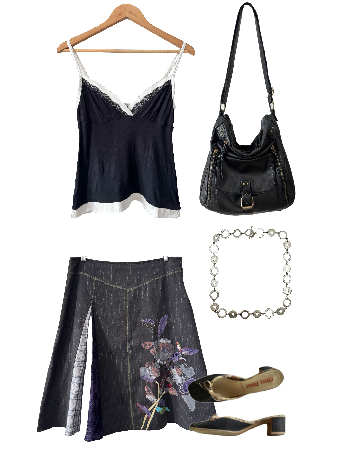 Vintage Y2K Midnight Garden Patchwork Skirt (L)
