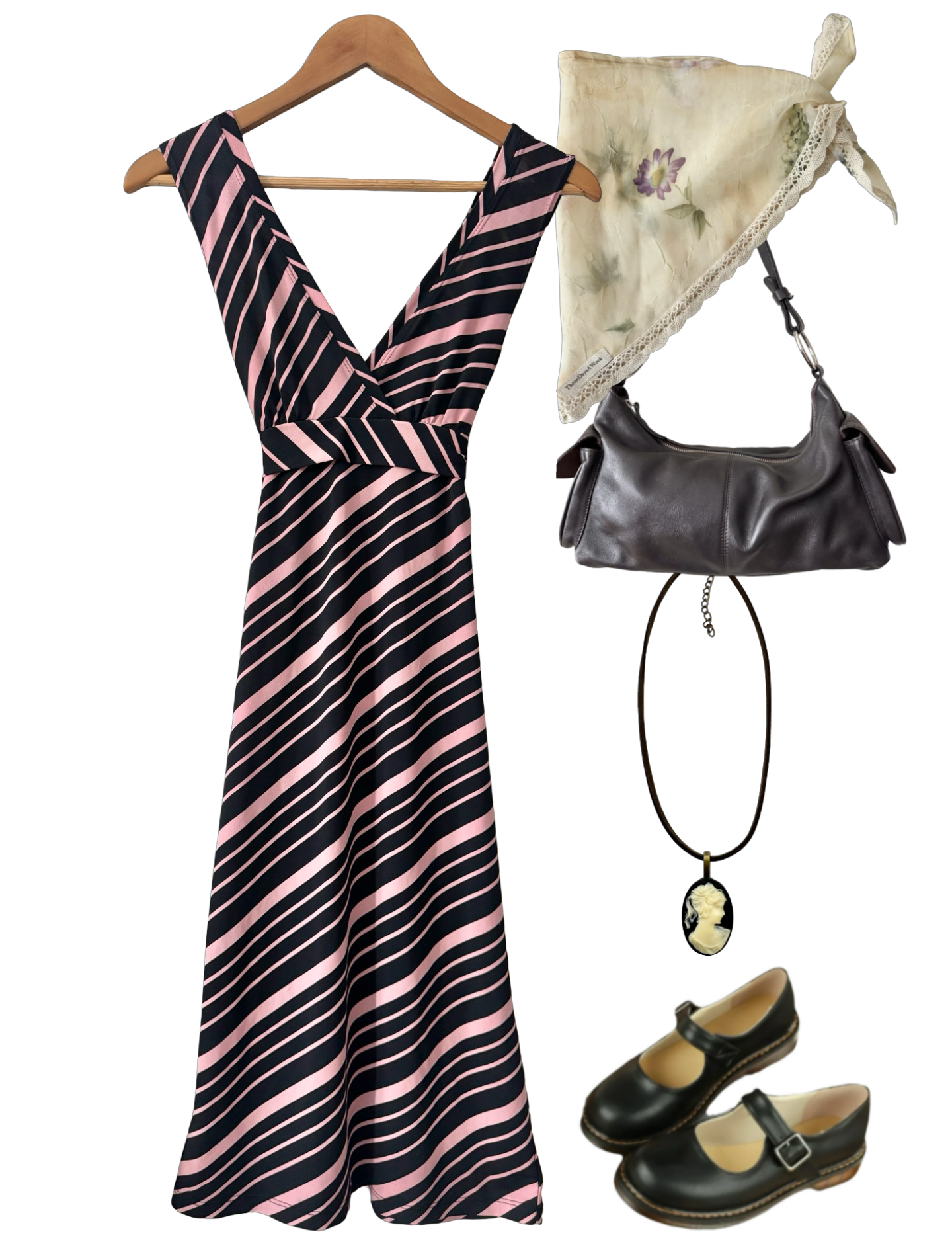 Vintage 90s Indie City Stripe Midi Dress (S)