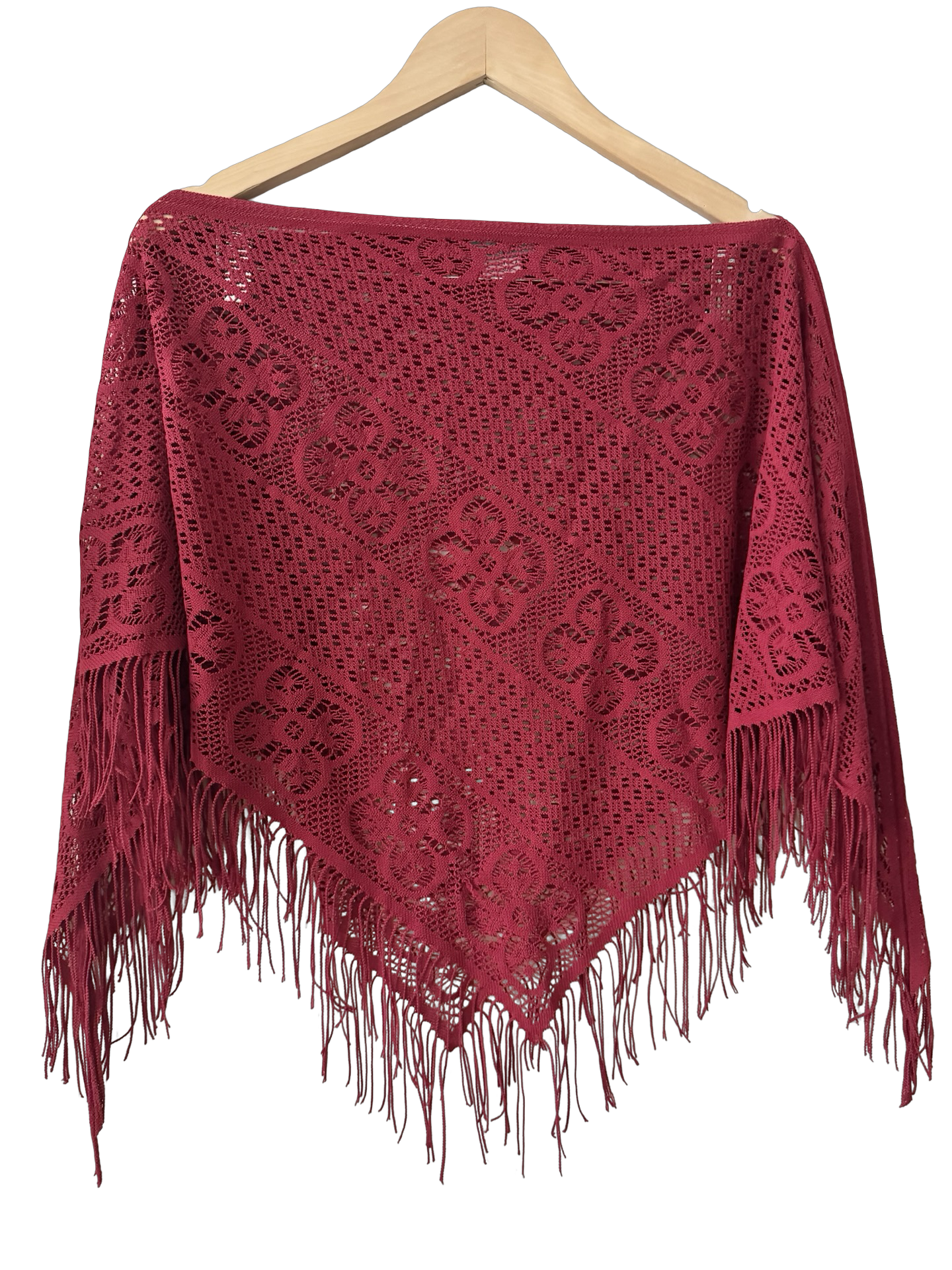 Vintage 90s Boho Cherry Lace Poncho (OS)