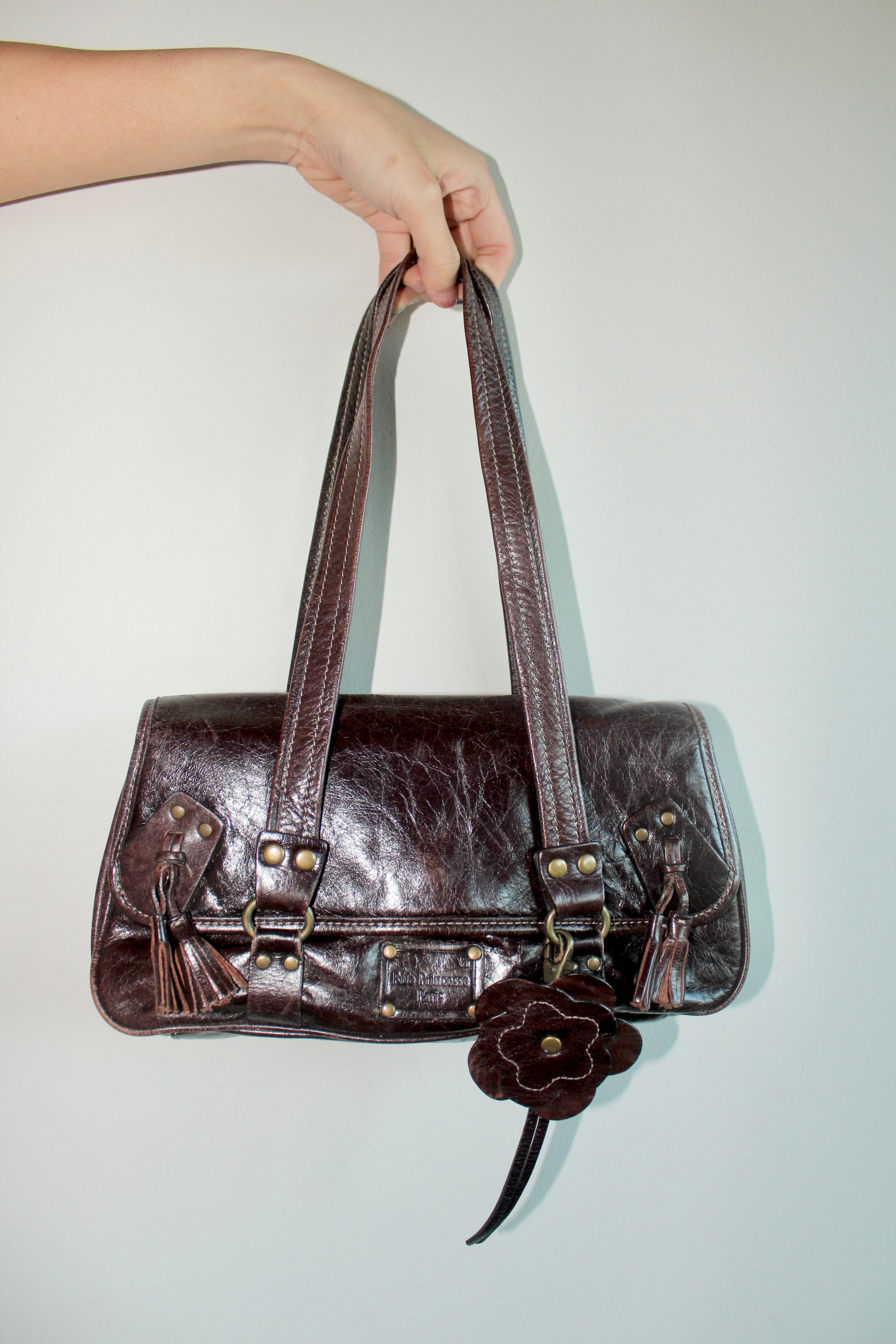 Vintage Parisian Leather Chocolate Purse