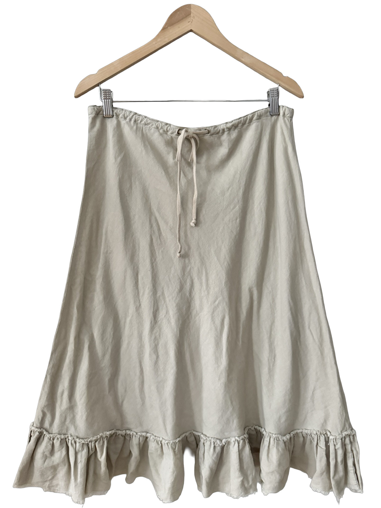 Vintage 90s Linen Cotton Tie Midi Skirt (M/L)