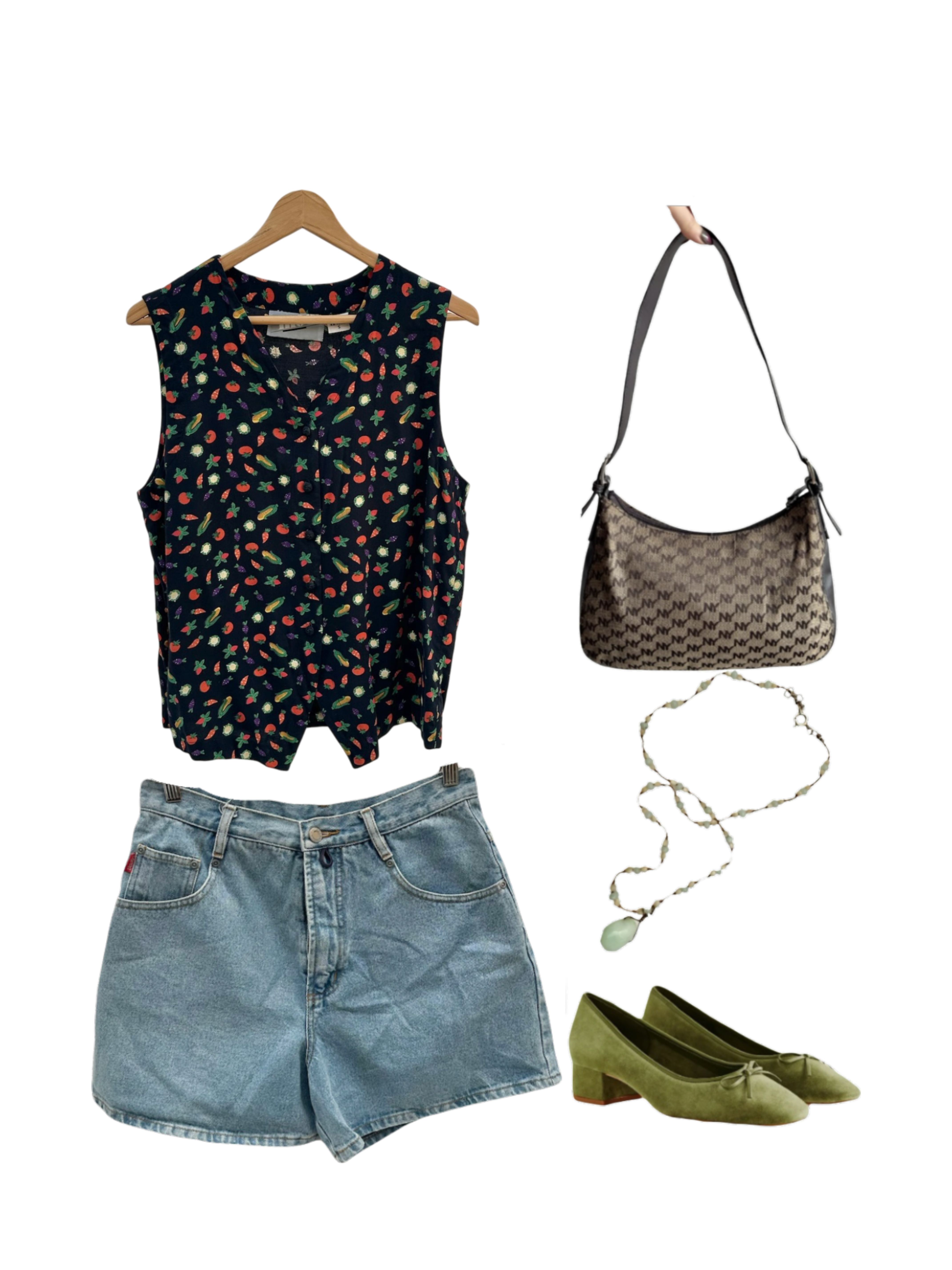 Vintage 90s Fruits & Veggies Vest Top (M)