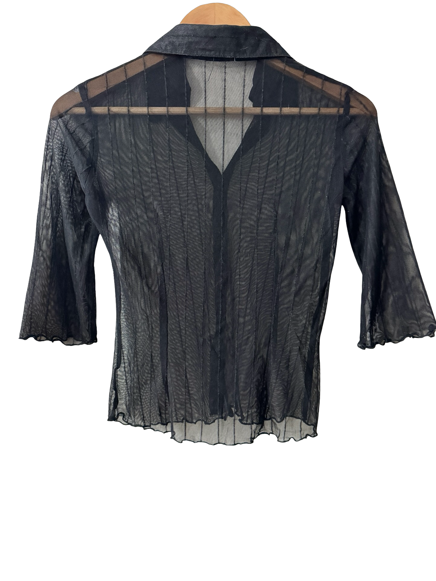 Vintage Y2K Paris After Dark Sheer Pinstripe Blouse (S)