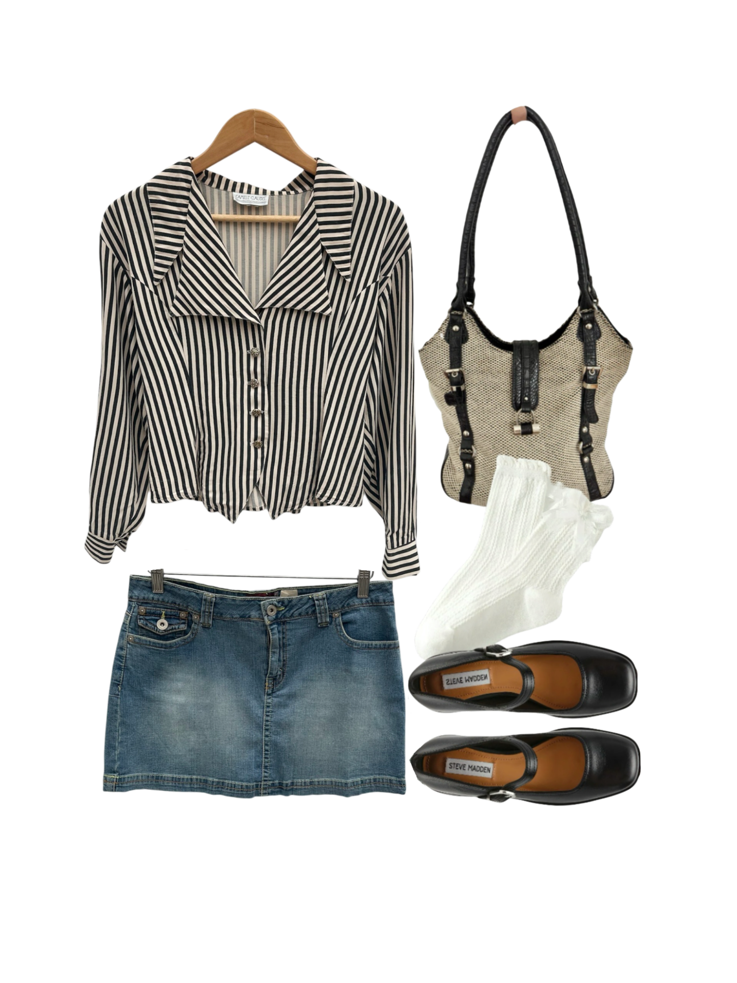 Vintage 90s Retro Striped Tie Back Blouse (M)