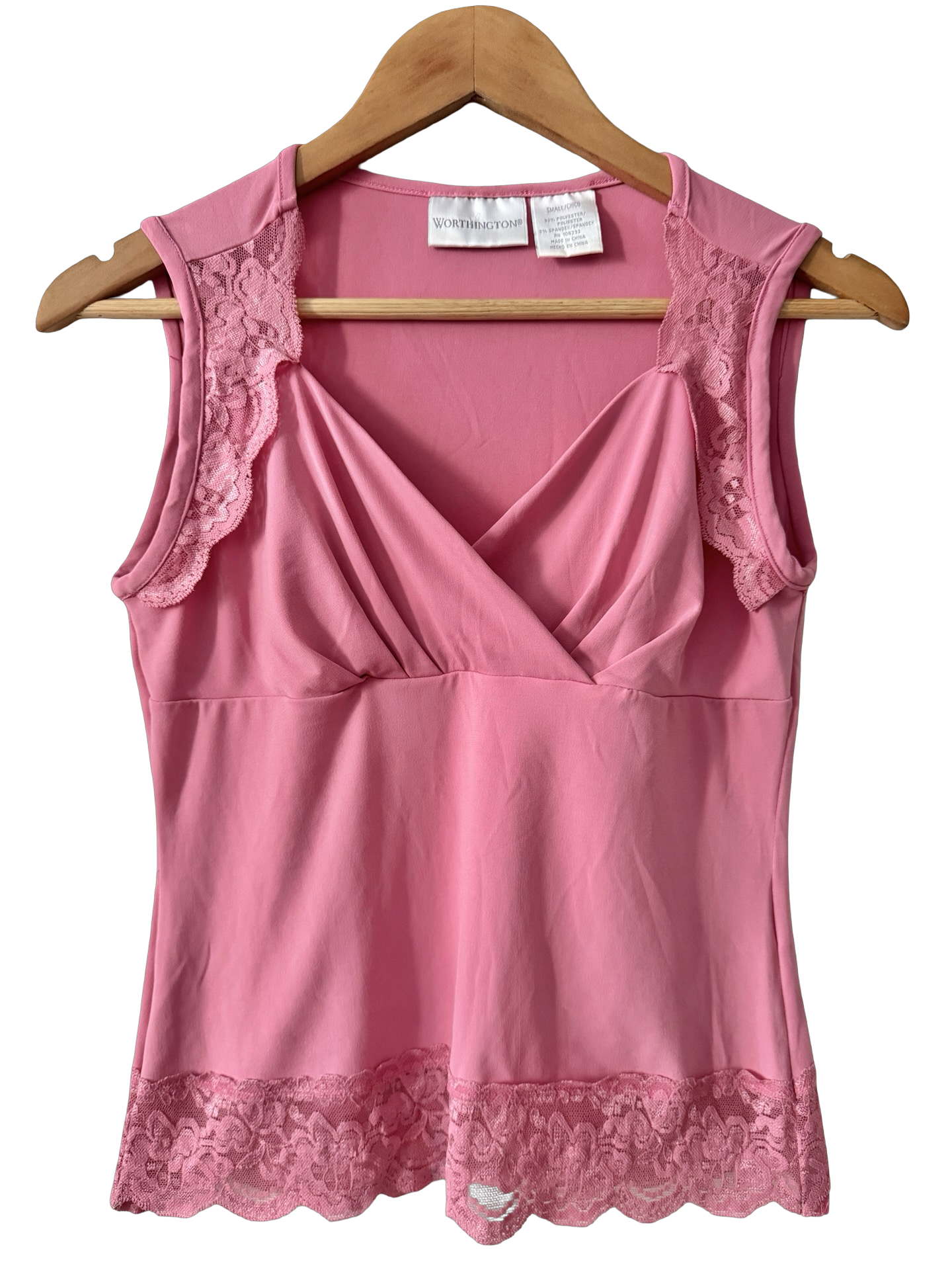 Vintage Y2K Pink Sugar Lace Trim Camisole (S/M)