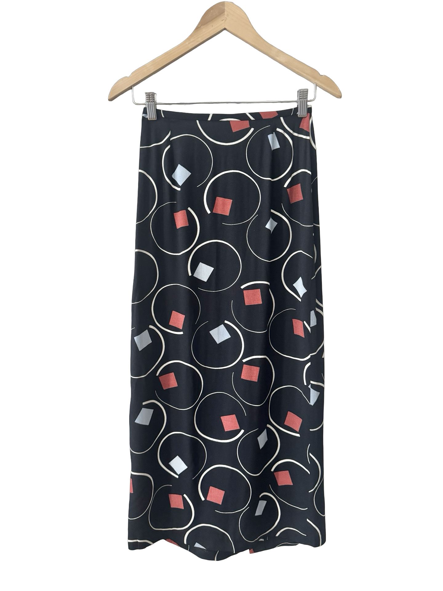 Vintage 90s Retro Geo High Waisted Midi Skirt (S)