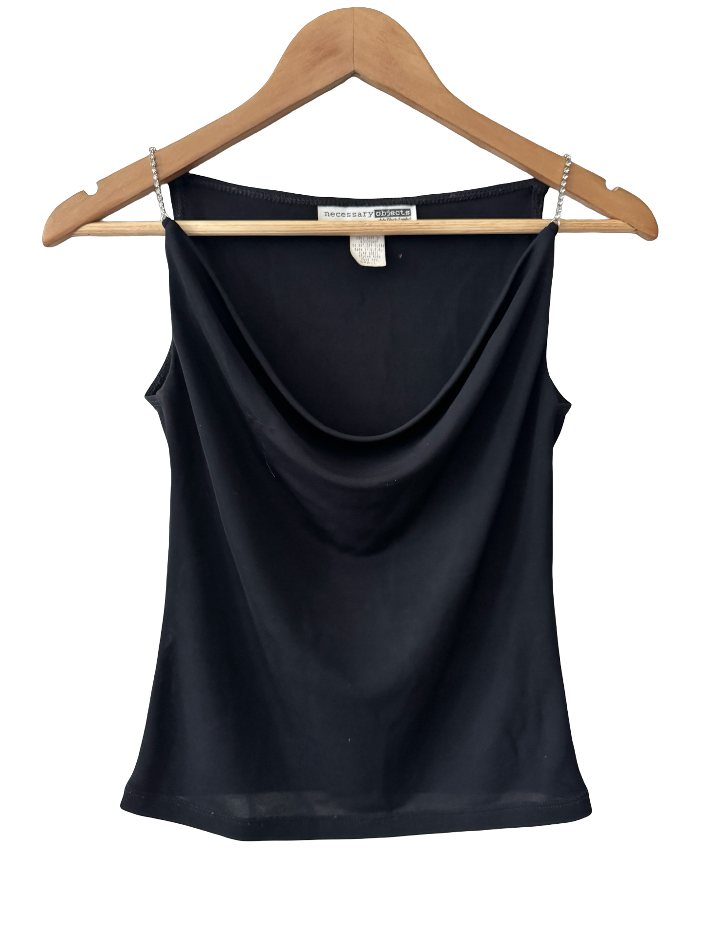 Vintage Y2K Black Cowl Neck Beaded Strap Cami (S/M)