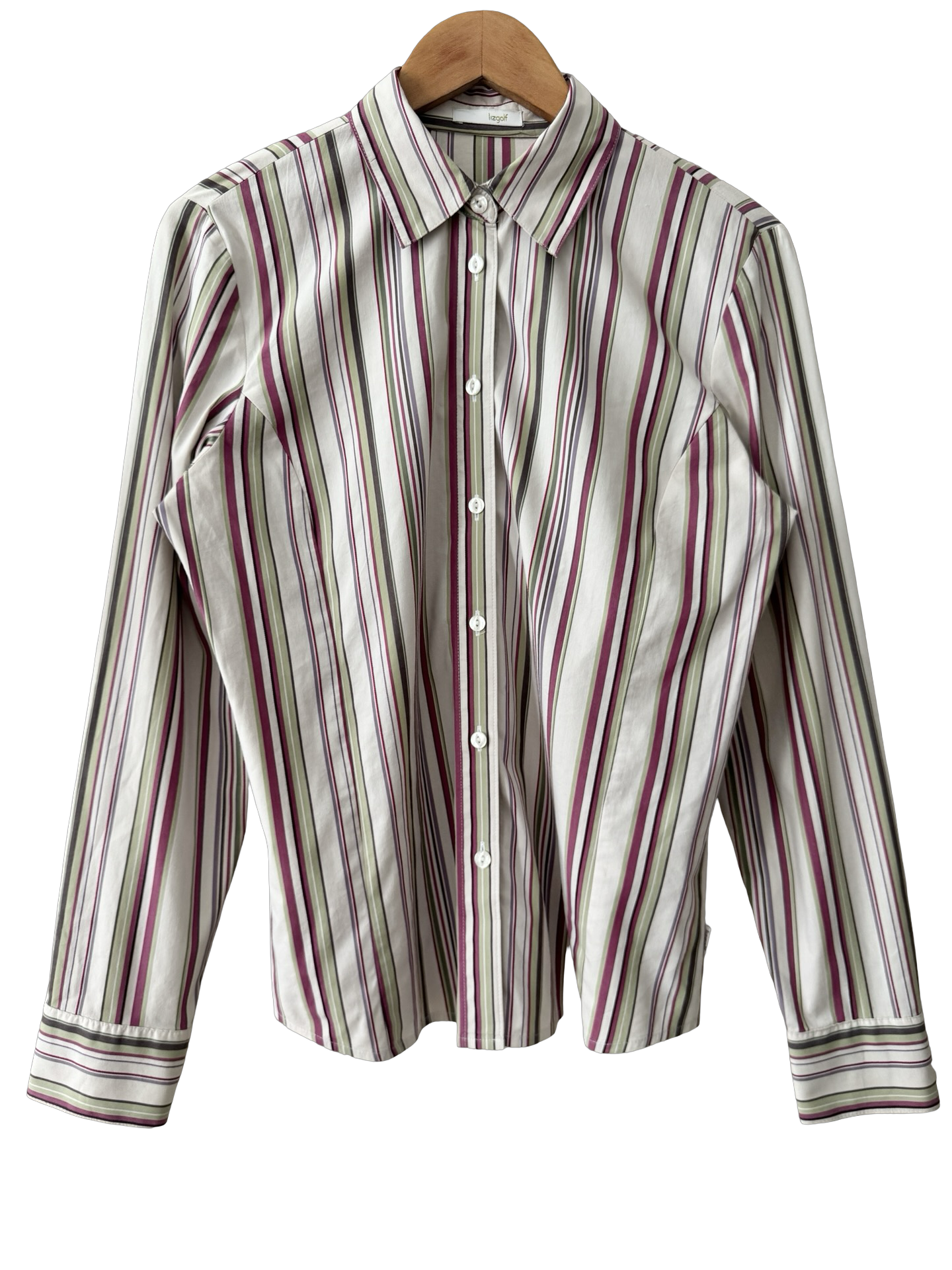 Vintage Y2K Striped Retro Button-Up (M)