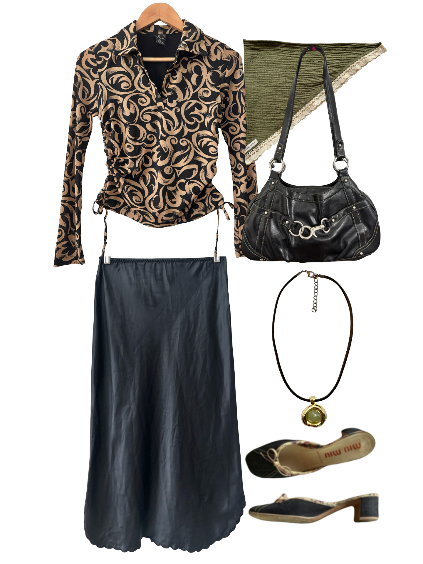 Vintage Y2K Mocha Swirl Top (S)