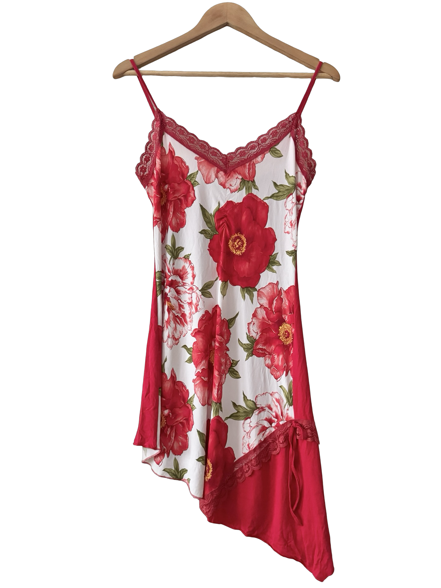 Vintage 90s Parisian Red Roses After Midnight Slip Dress (S/M)