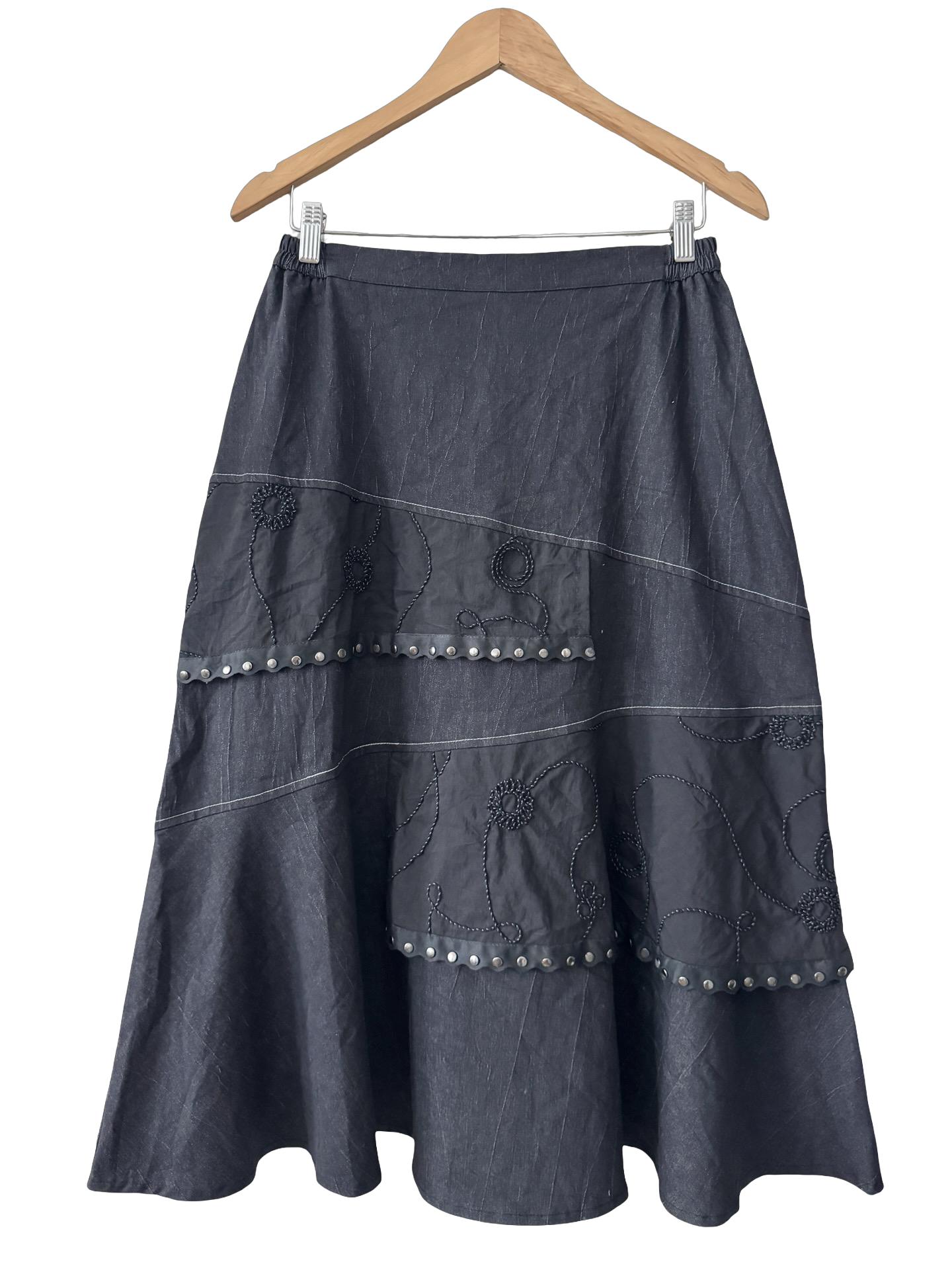 Vintage 90s Parisian Noir Patchwork Midi (S/M)