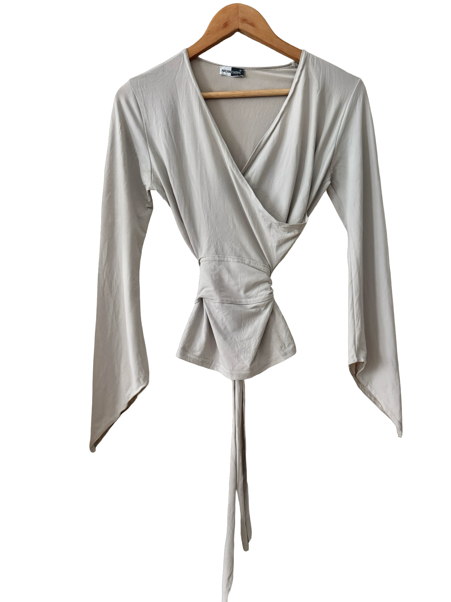 Vintage 90s French Silver Siren Wrap Top (M)