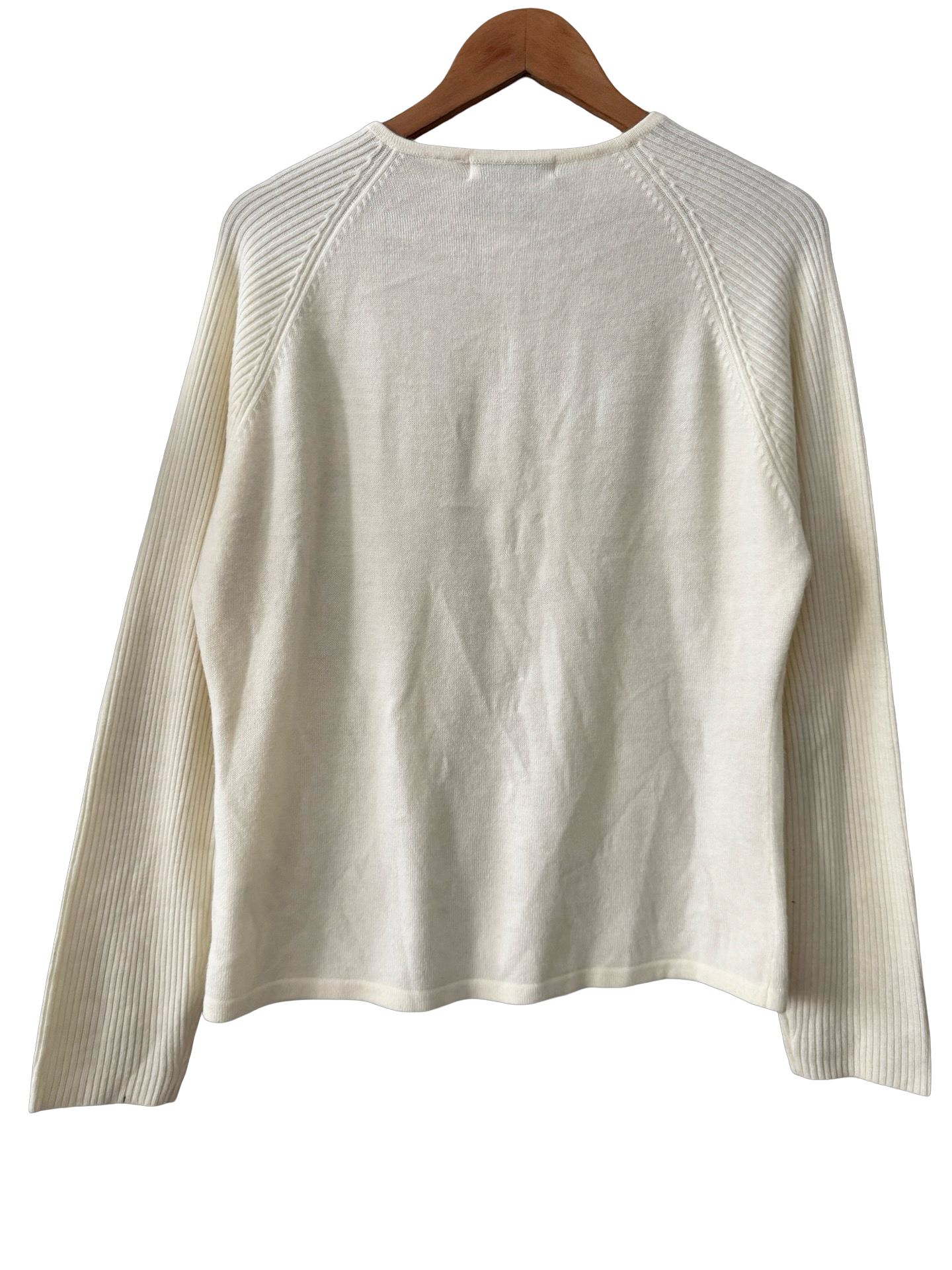 Vintage 90s Ivory Cream Ribbed Knit (L)