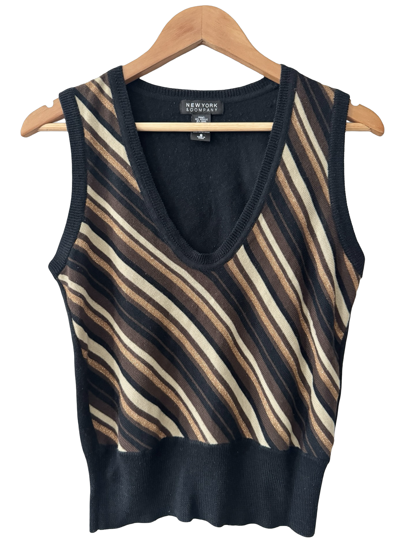 Vintage Y2K Parisian Stripe Knit Tank (S/M)