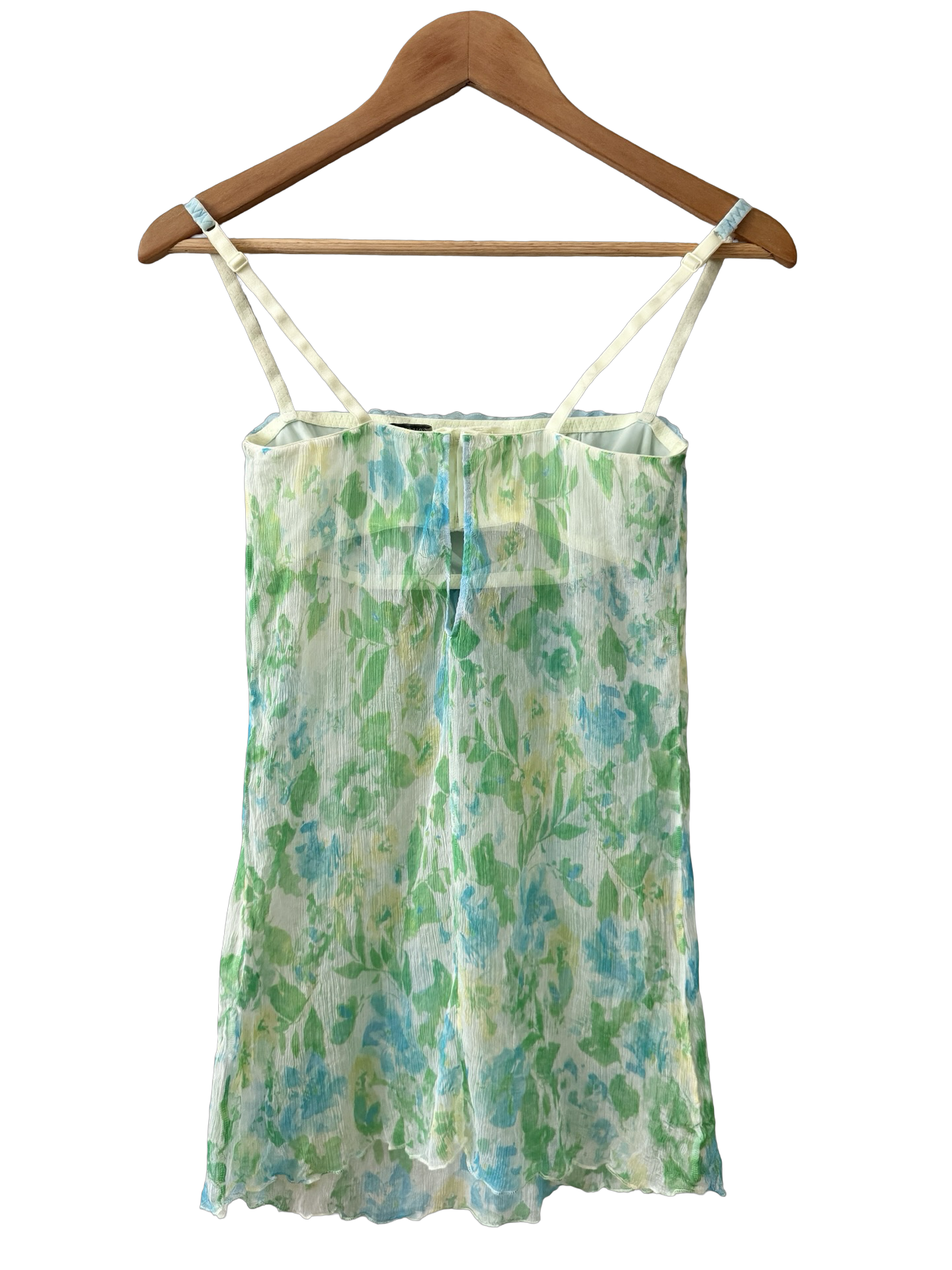 Vintage Y2K Bluebell Garden Sheer Bustier Cami (S/M)