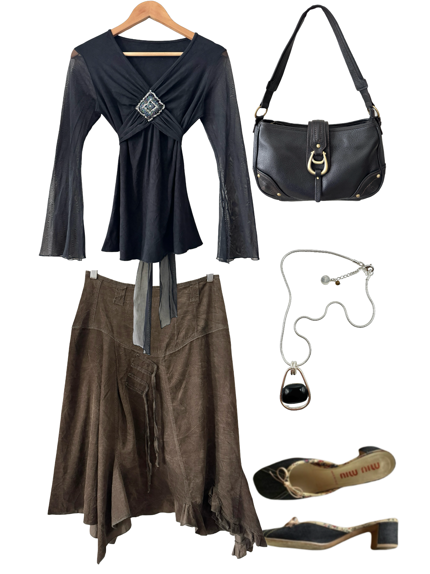 Vintage Y2K Midnight Mesh Embellished Top (M)