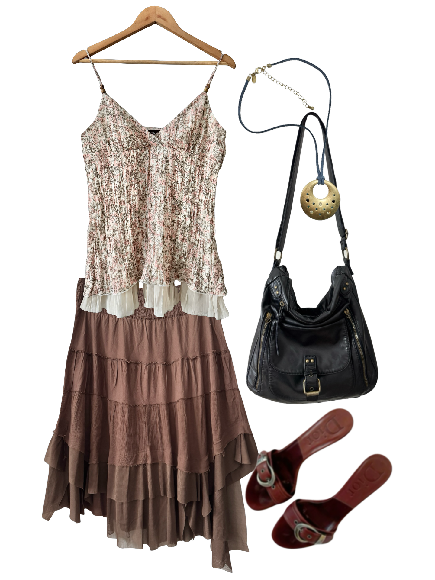 Vintage Y2K Blush Paisley Babydoll (L)