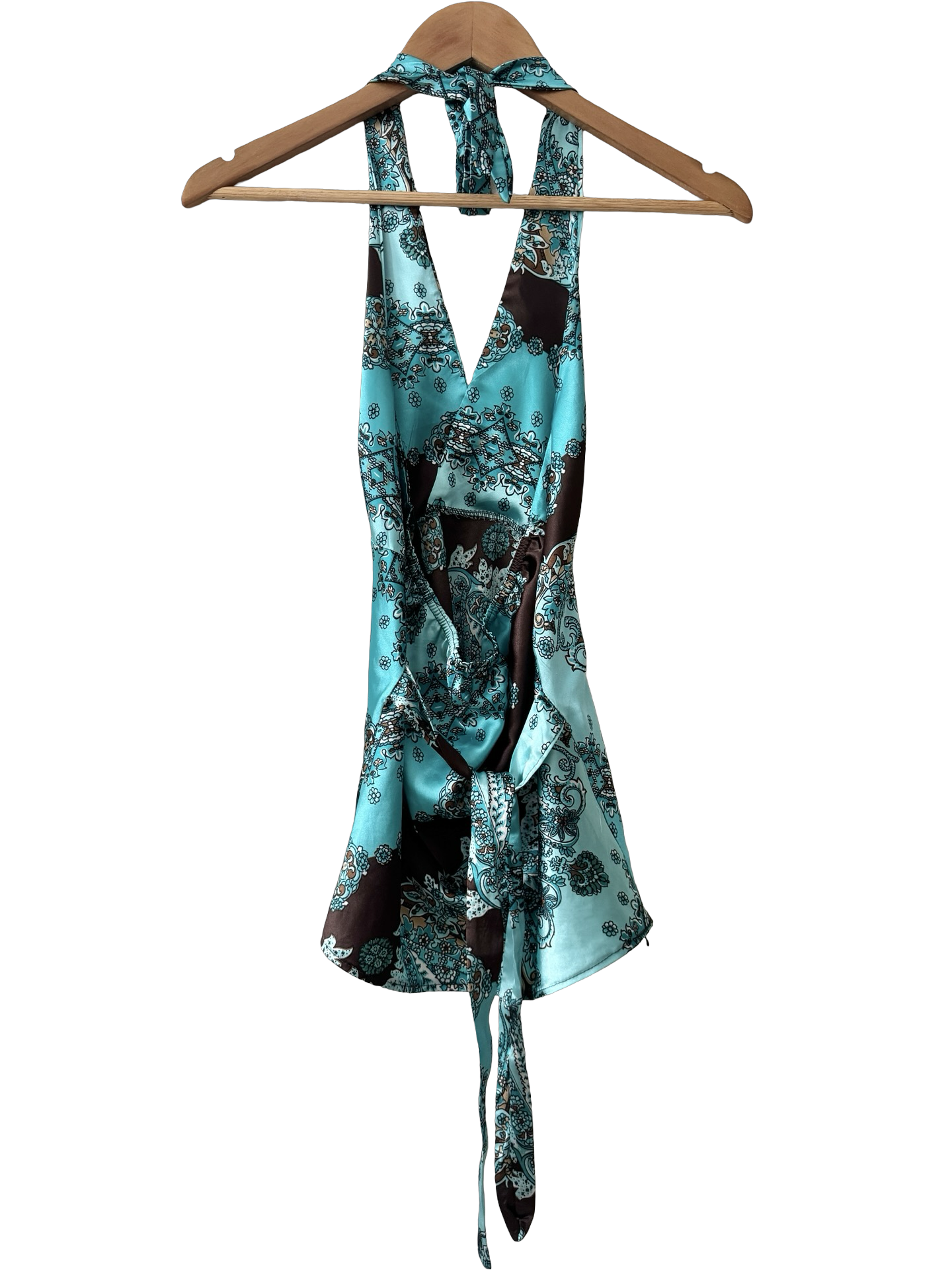 Vintage Y2K Turquoise Paisley Halter (M)