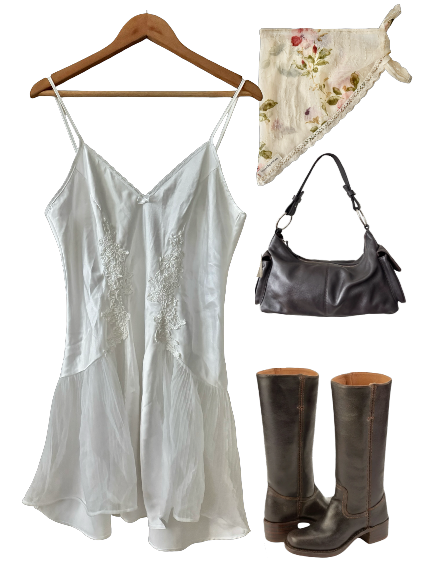 Vintage 90s Ivory Angel Lace Slip Dress (M)