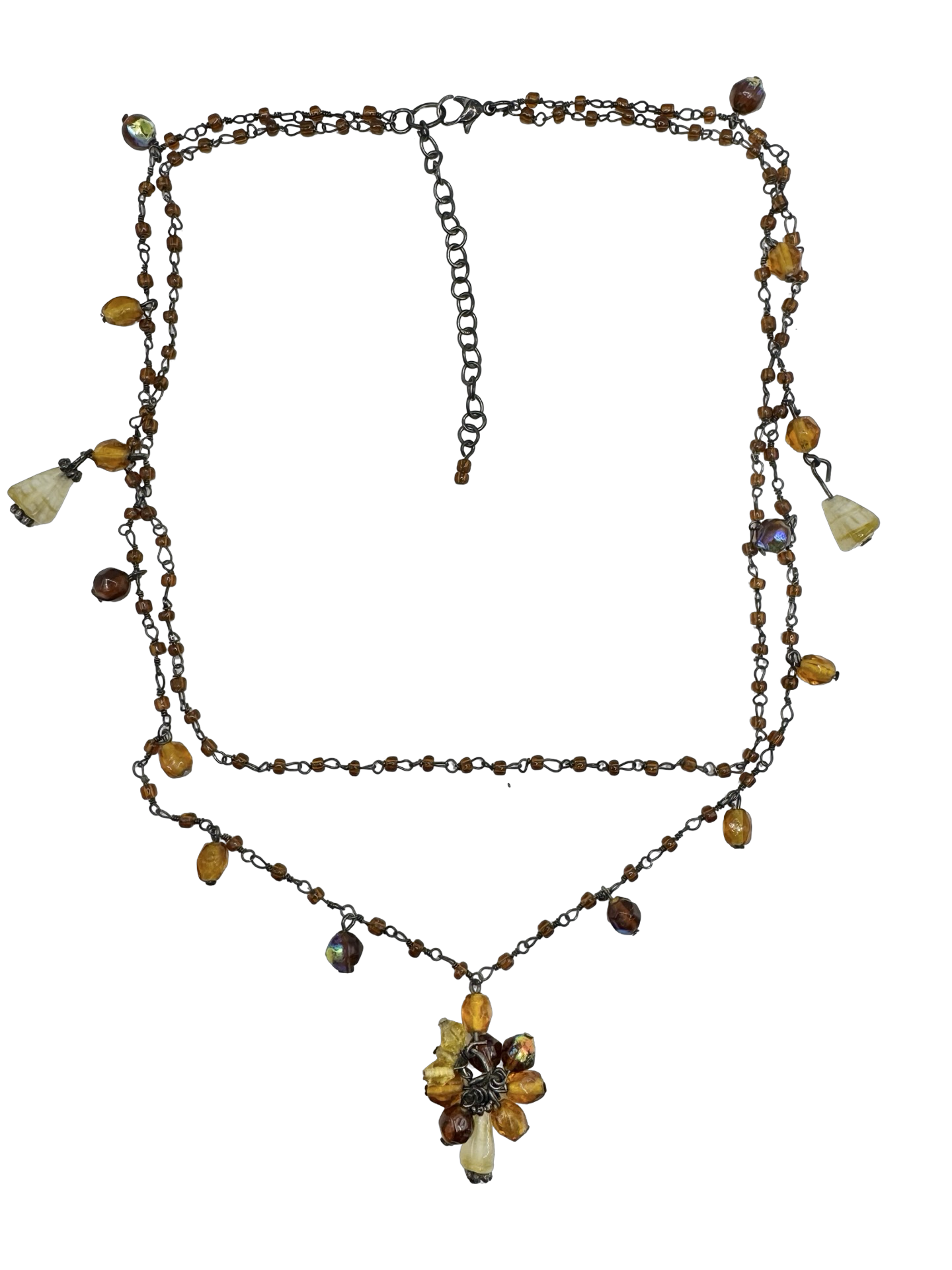 Vintage 90s Amber Charm Necklace