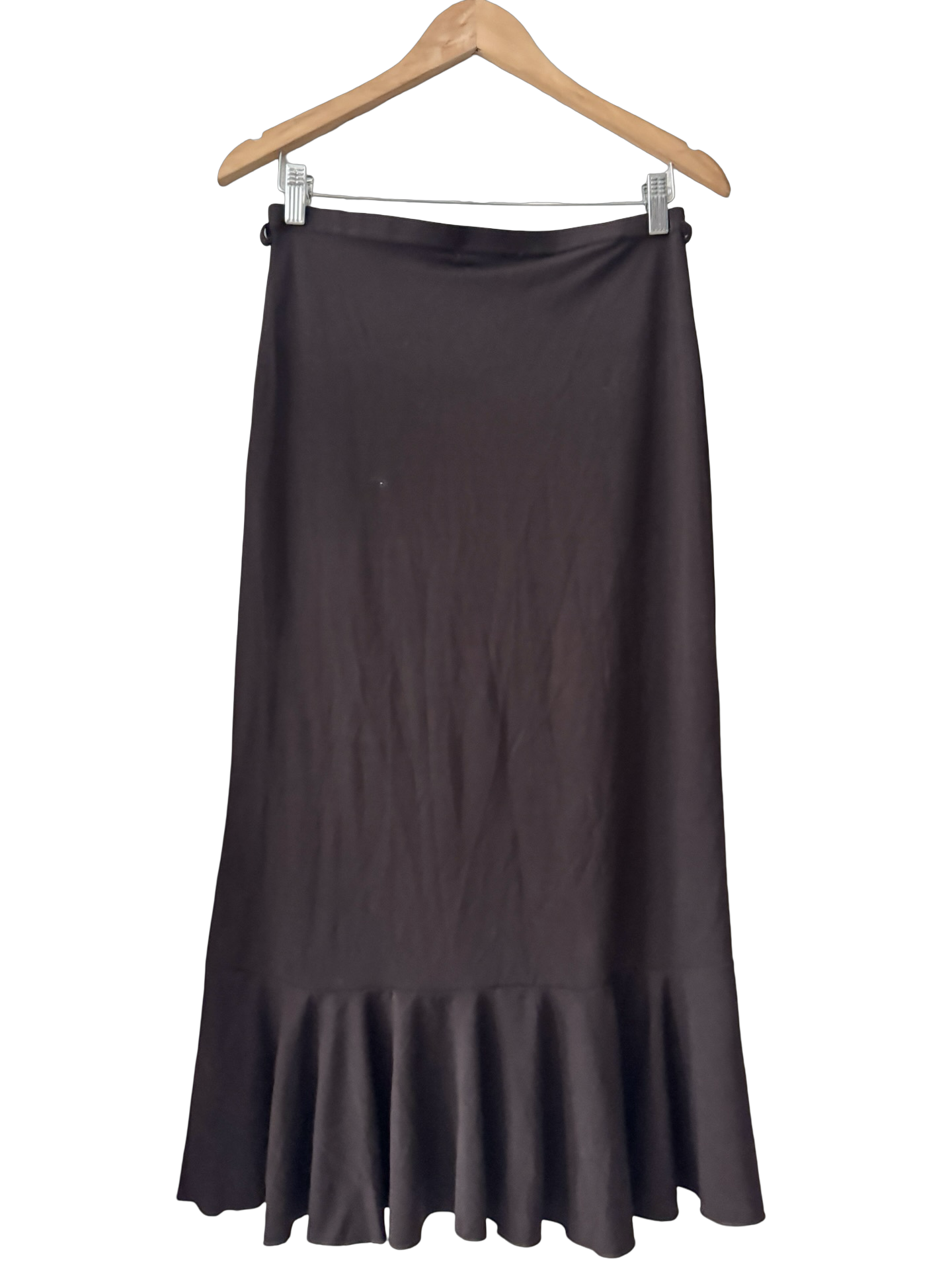 Vintage 90s French Espresso Ruffle Skirt (S/M)