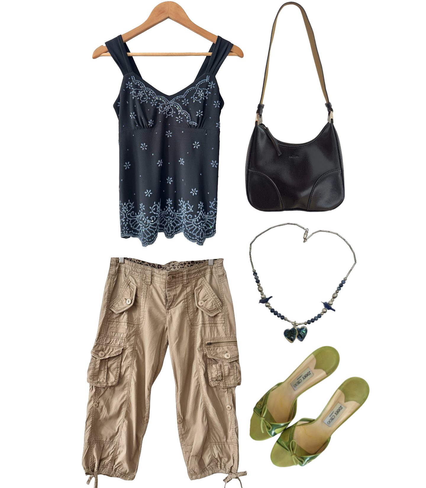Vintage Y2K Starlight Beaded Cami Top (S)