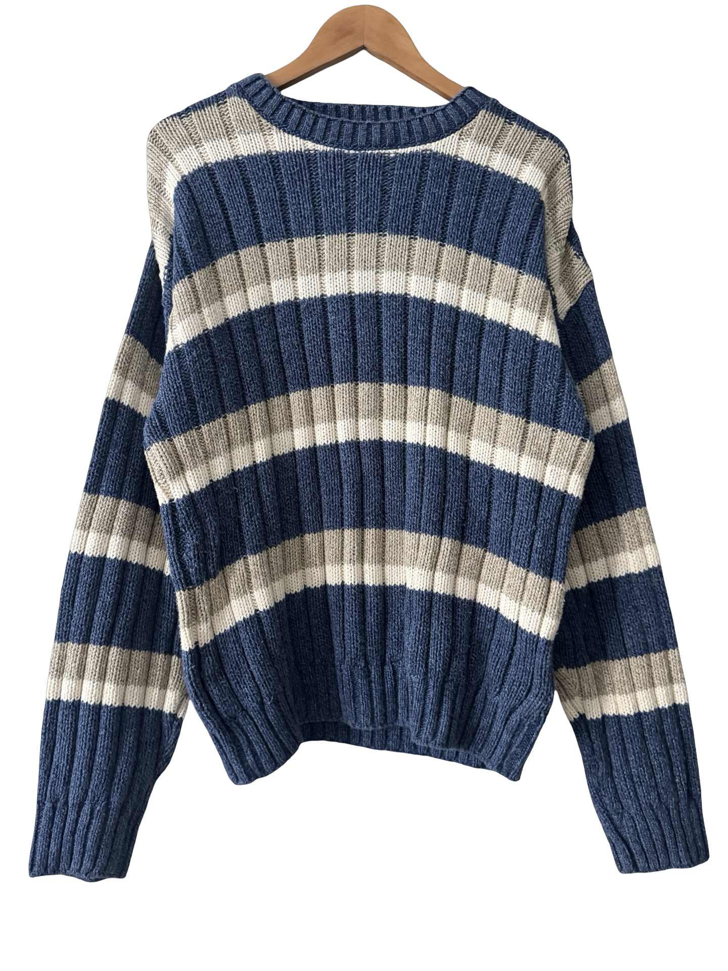 Vintage 90s Blue Harbor Striped Chunky Knit Sweater (XL)