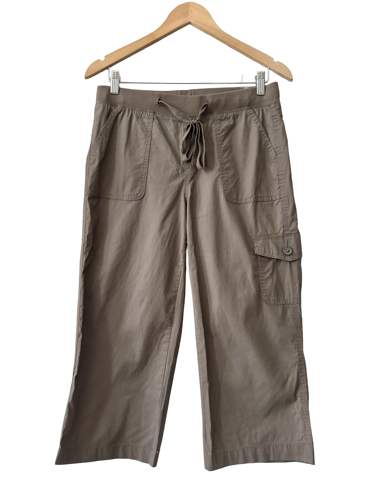 Vintage Mocha Cotton Cargo Capri Pants (S)