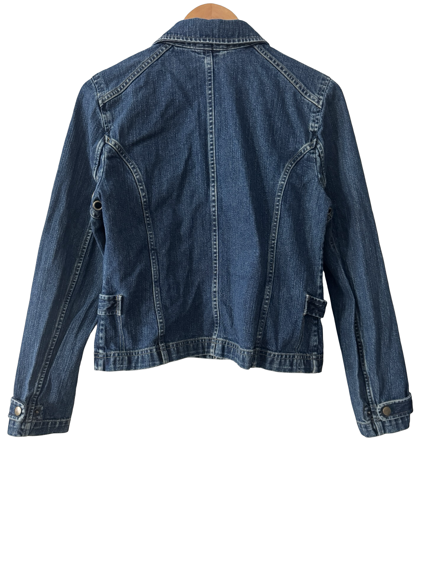 Vintage 90s Indigo Rider Cinch Denim Moto Jacket (S/M)