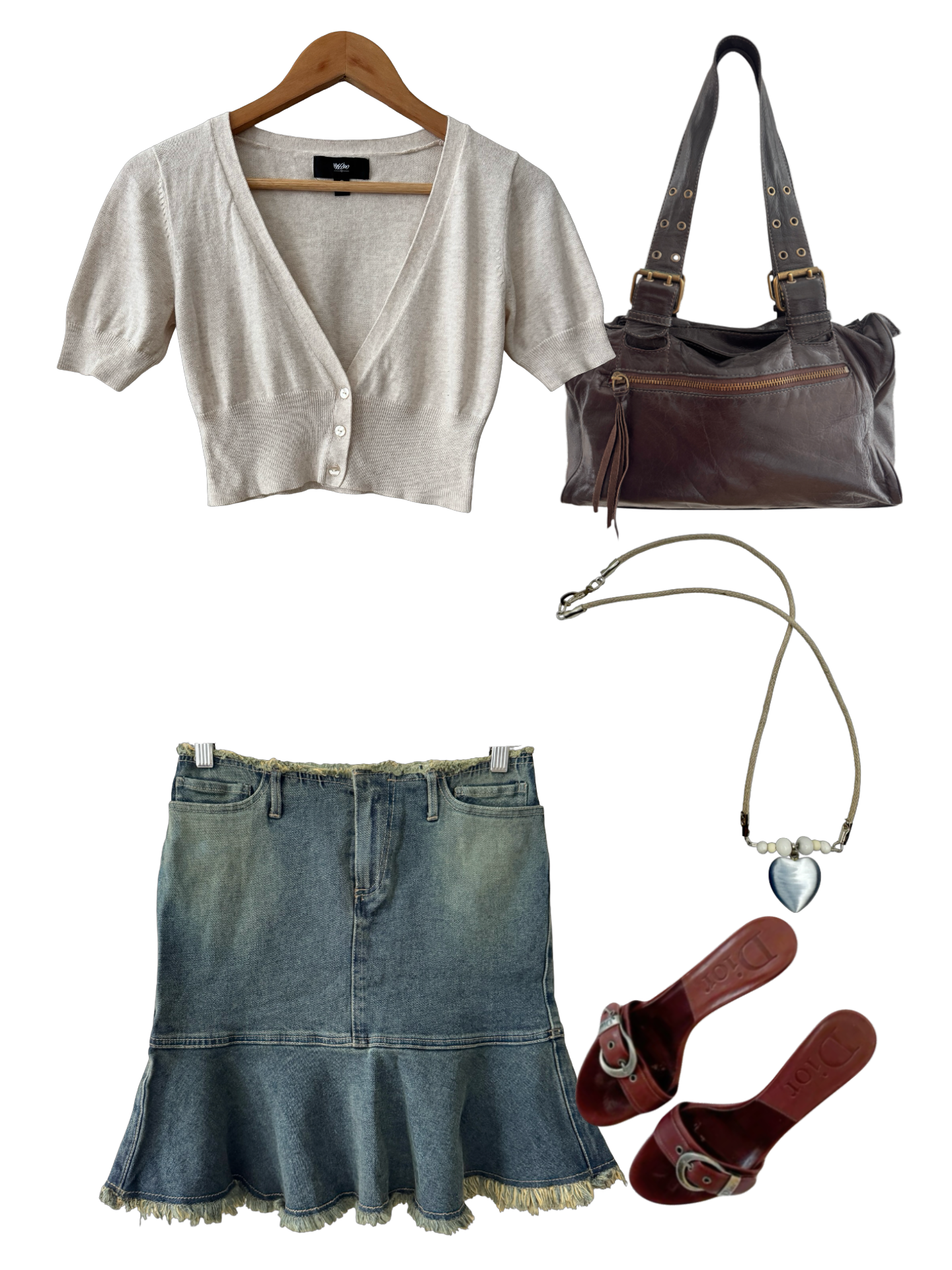 Vintage Y2K Cream Cropped Knit Top (S)