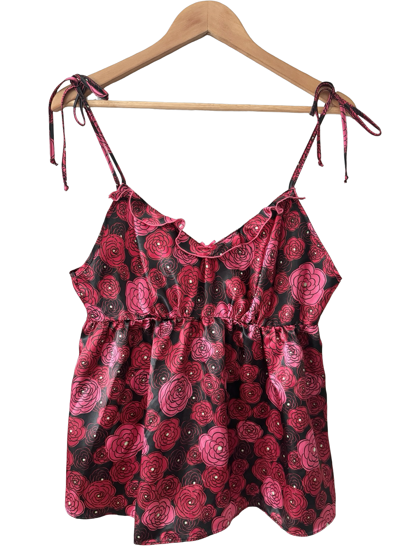 Vintage 90s Sentiments Rose Tie Strap Babydoll Top (M)