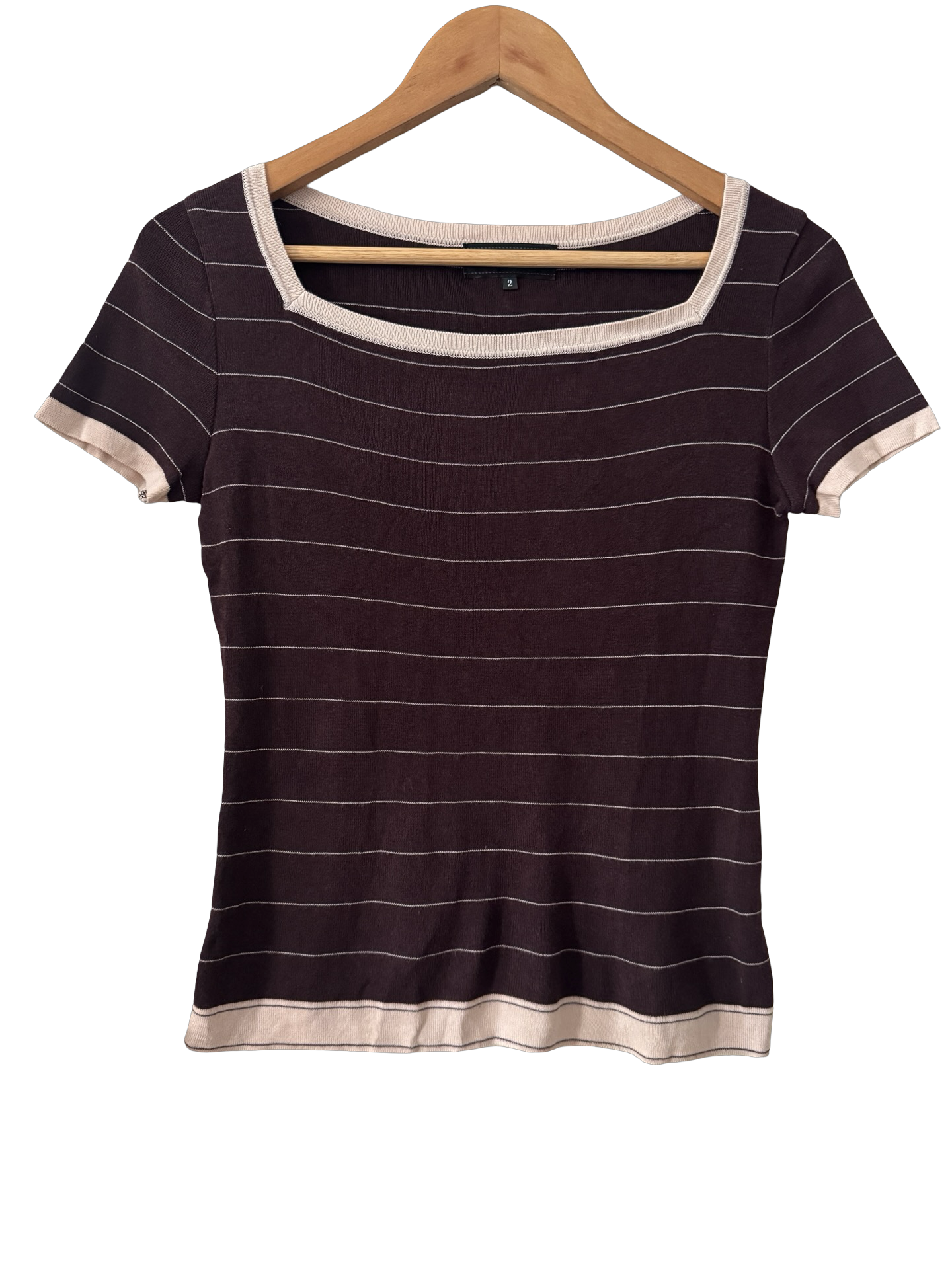 Vintage Y2K Chocolate Pink Stripe Top (M)