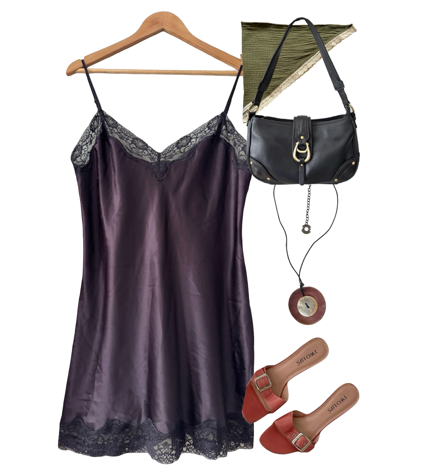 Vintage Y2K Plum Calvin Klein Lace Slip (M)