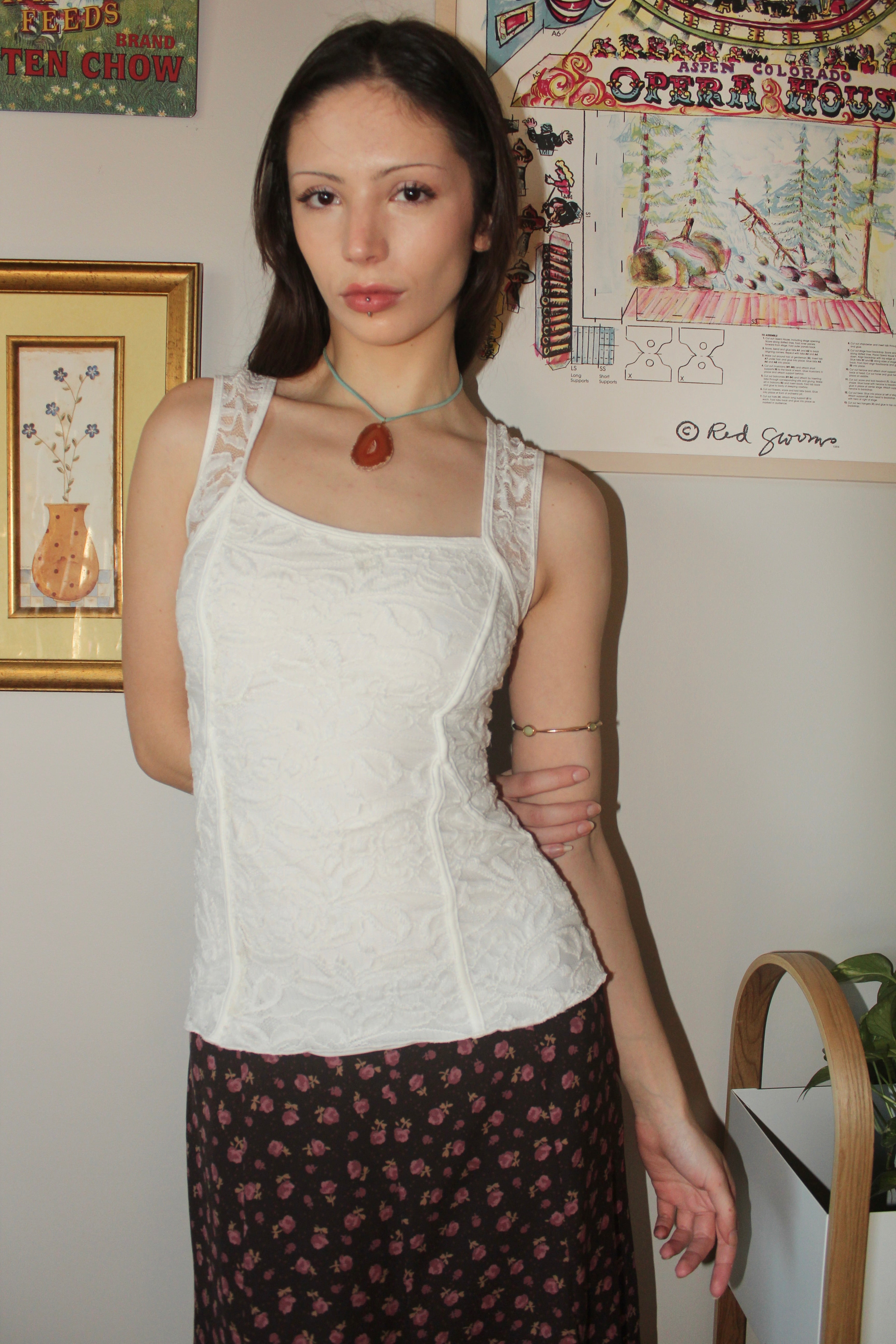 Vintage Y2K Dainty Lace Tank (XS)