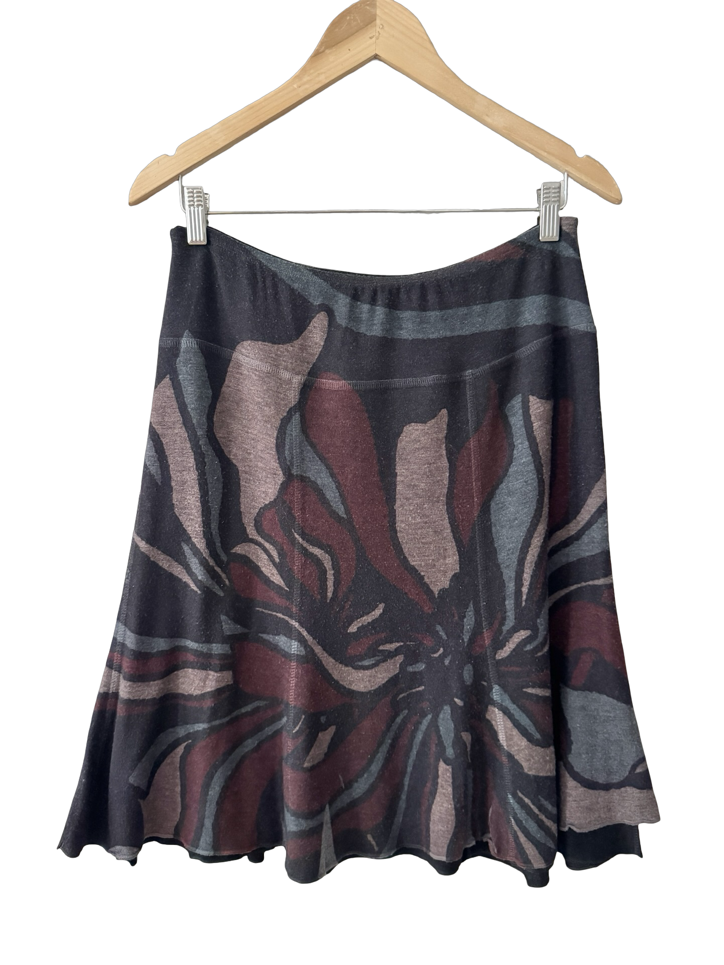 Vintage 90s Midnight Bloom Knit Skirt (M)