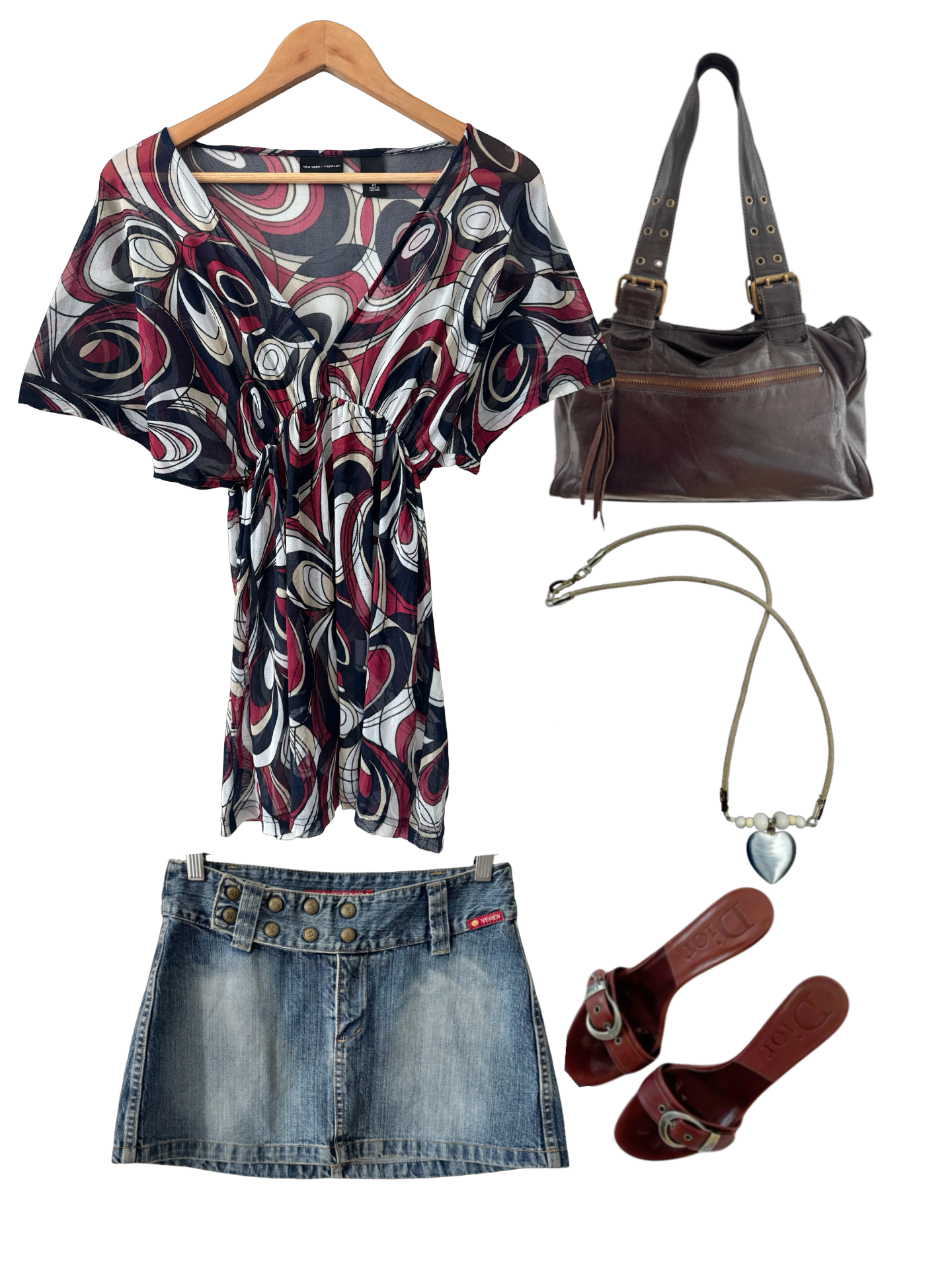 Vintage Y2K Mod Muse Abstract Babydoll Top (M)