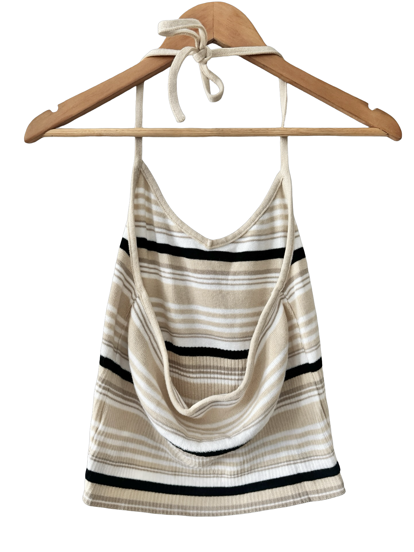 Vintage 90s Café Stripe Ribbed Halter (M)