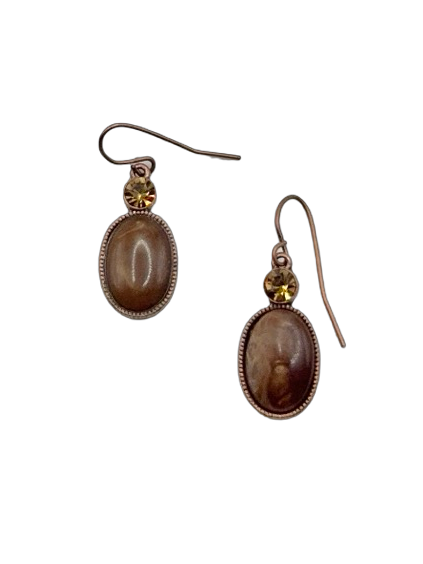 Vintage Cinnamon Gem Drop Earrings