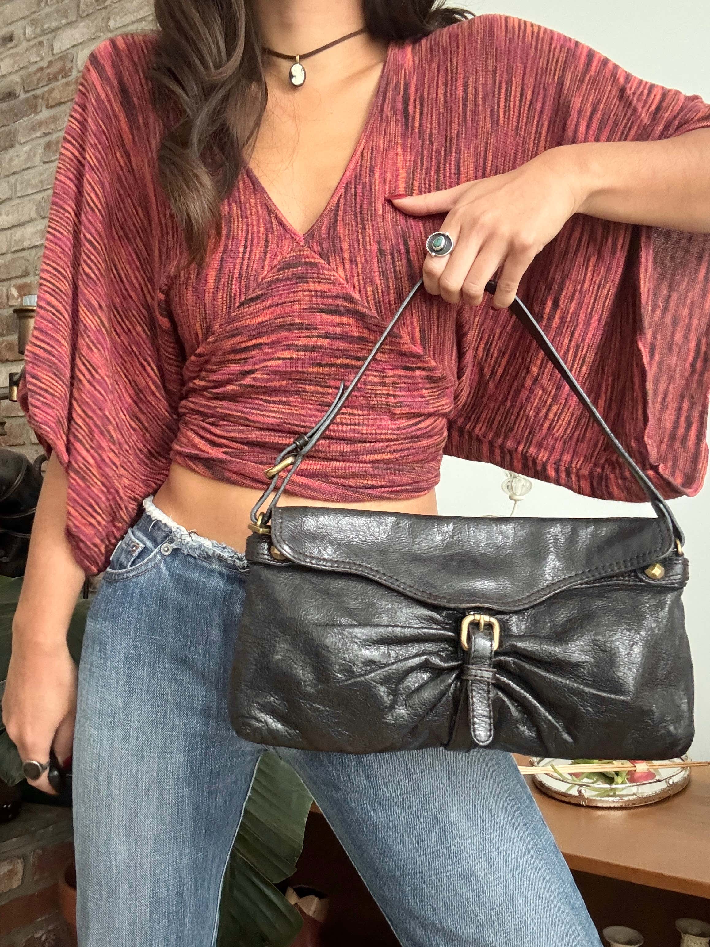 Vintage Y2K Leather Buckle Baguette