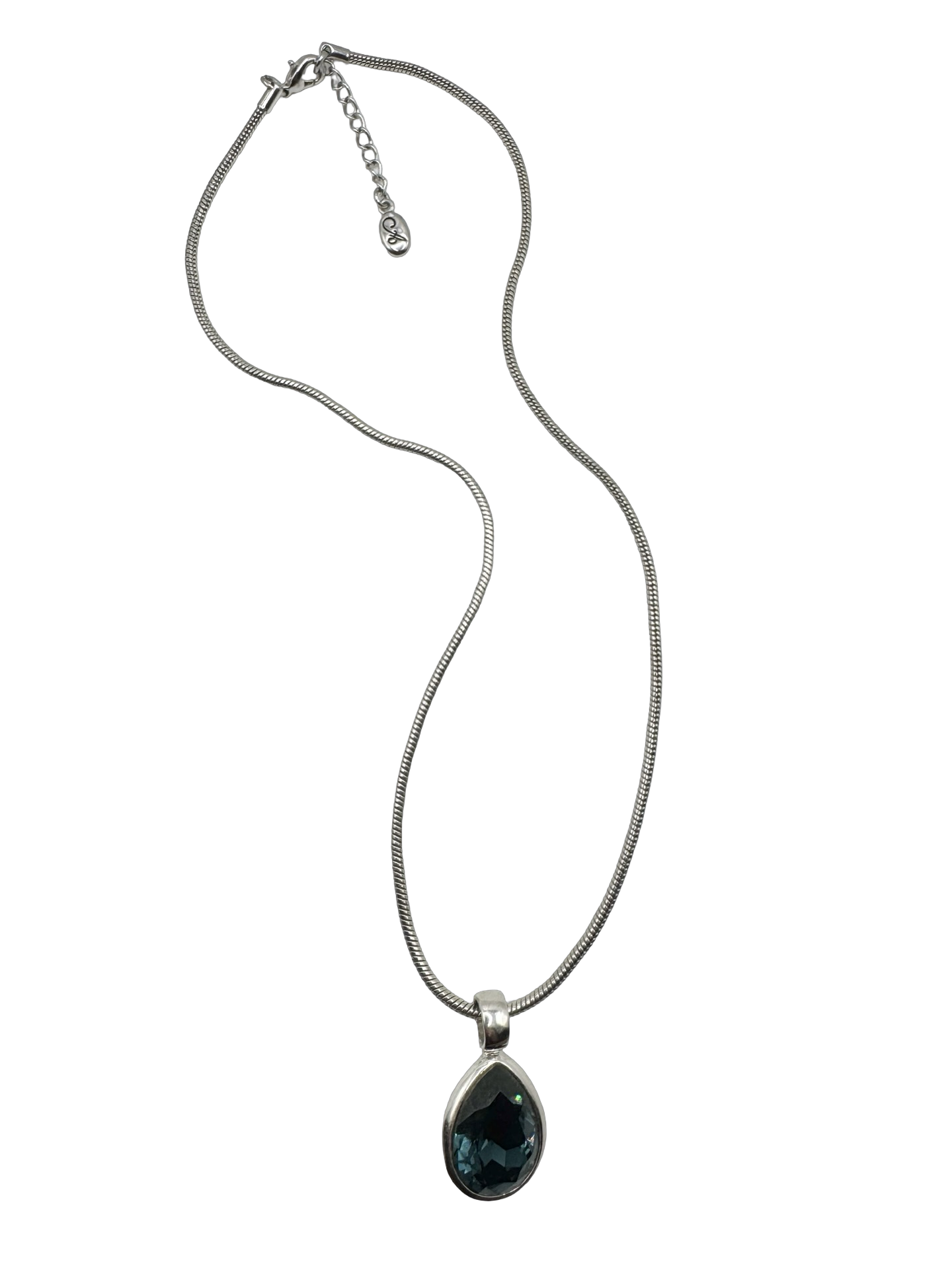 Vintage Y2K Teal Teardrop Pendant Necklace