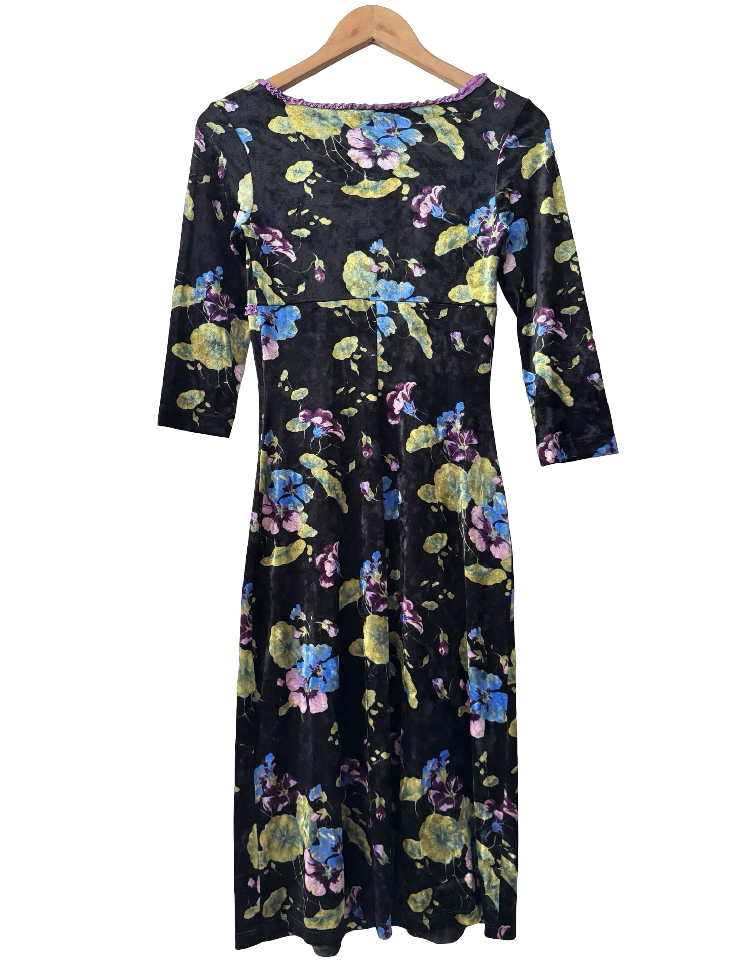 Vintage 90s Betsey Johnson Midnight Garden Velvet Dress (S/M)
