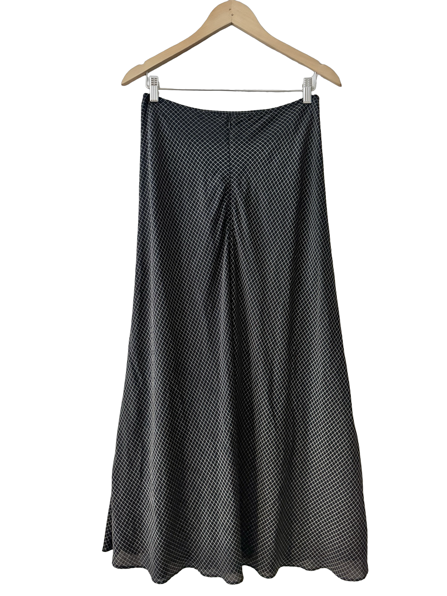Vintage 90s Midnight Plaid Silk Midi Skirt (S/M)